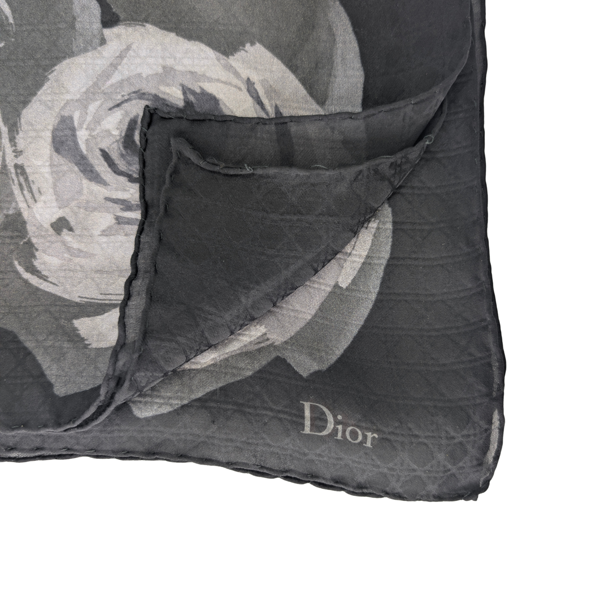 Christian Dior 花卉真丝围巾 黑色