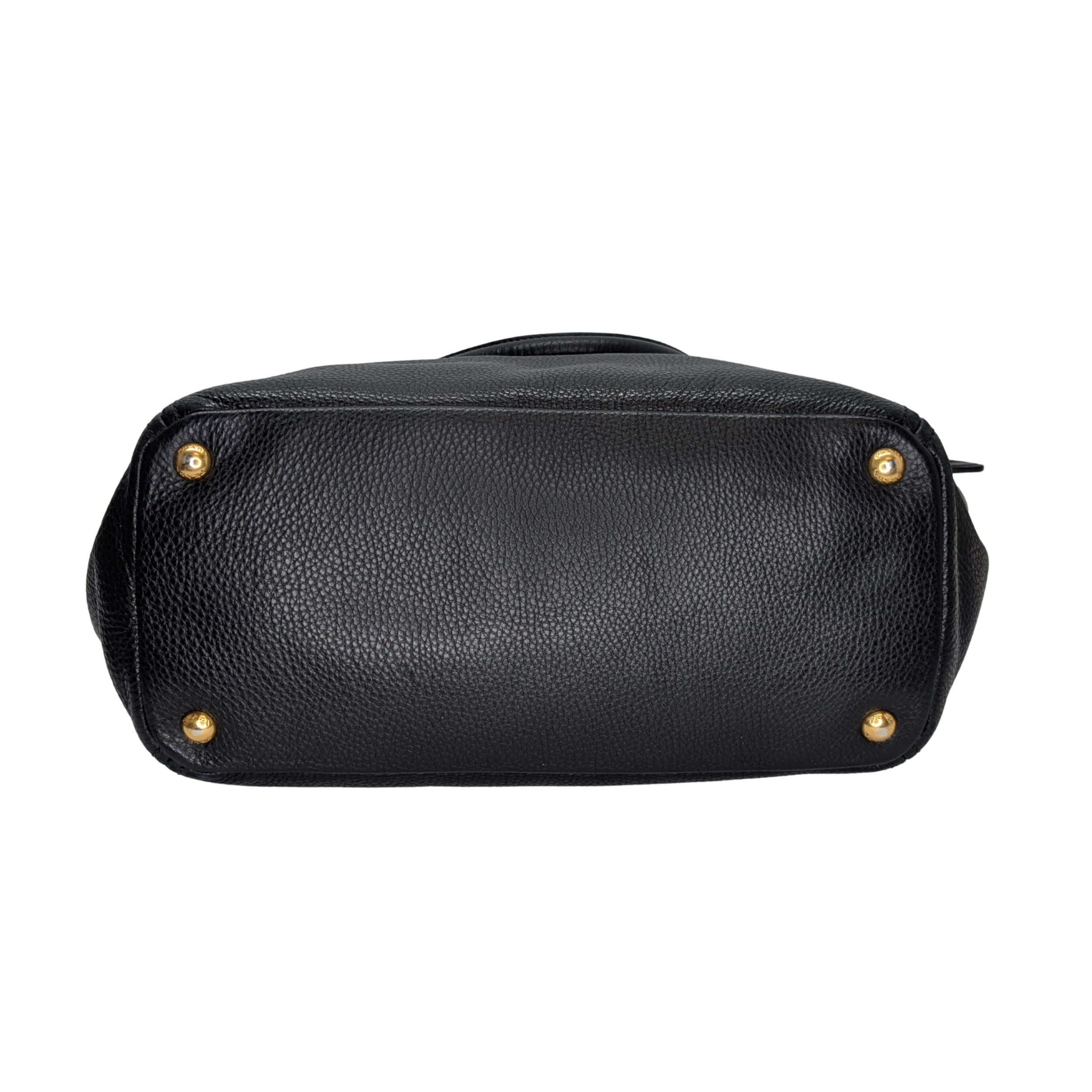 Prada Vitello Daino Side Pocket Leather Tote Bag Black
