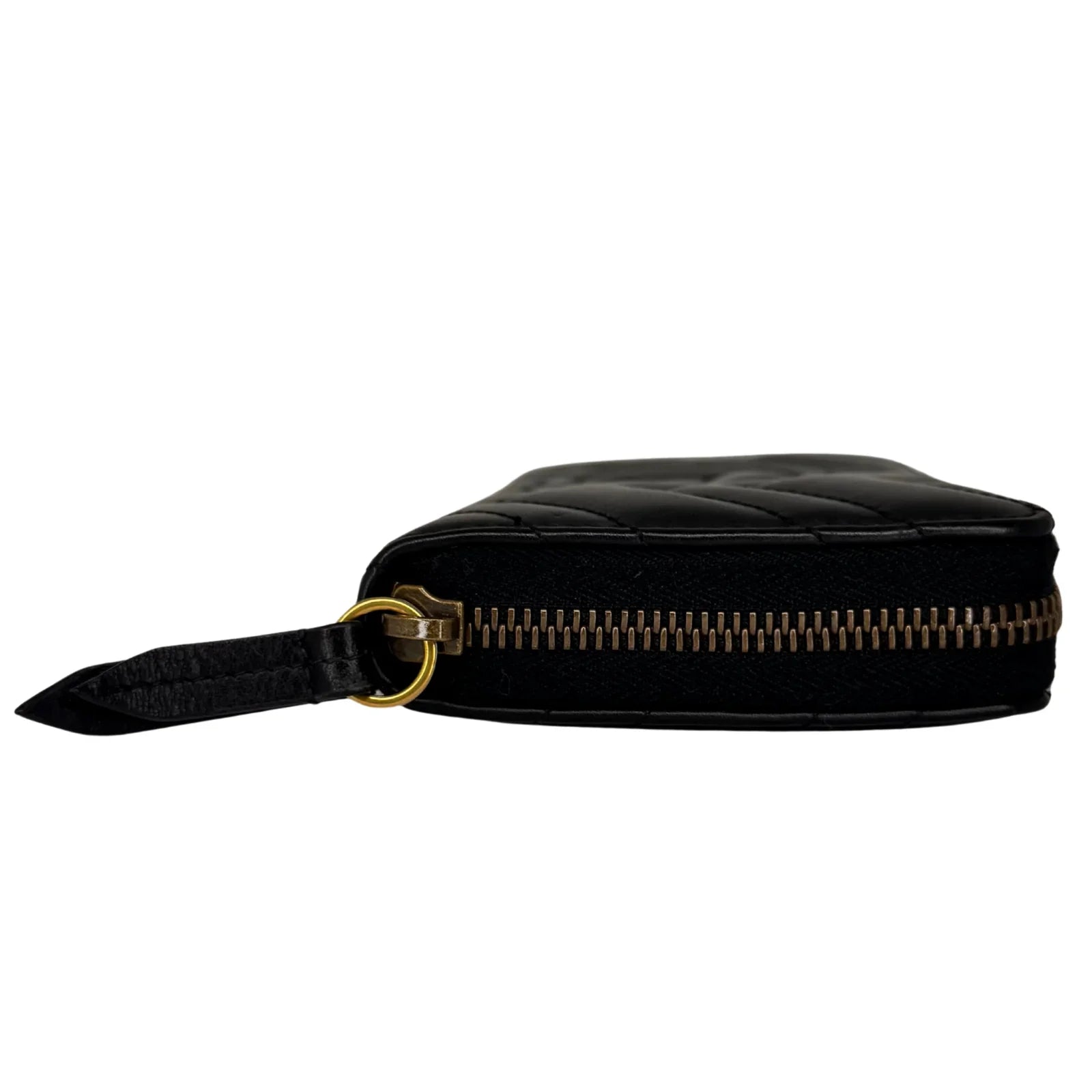 Gucci GG Marmont Zip-Around Long Wallet Black Matelassé Chevron Leather - Lost Designer