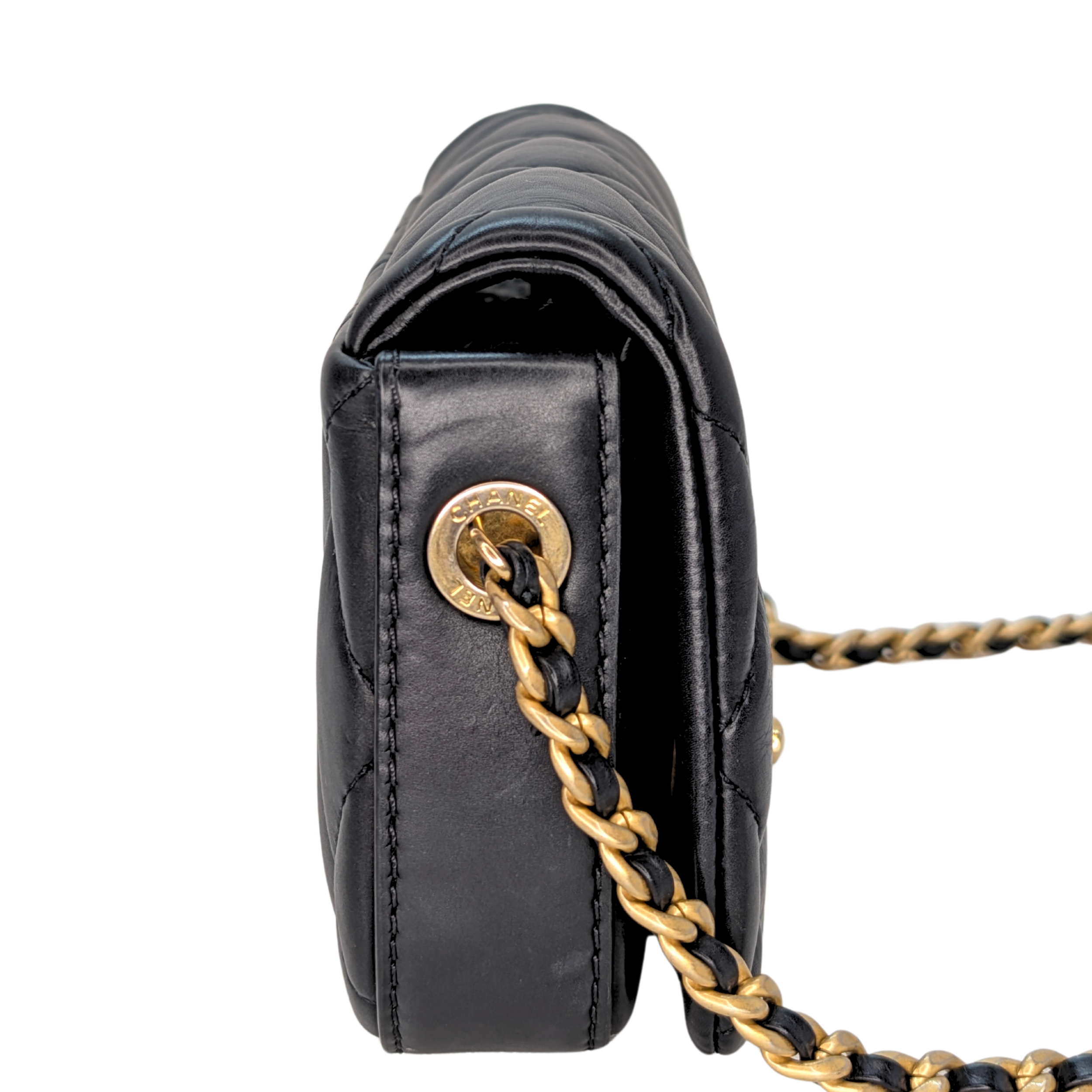 Chanel Quilted Mini Nailed CC Flap Bag Black