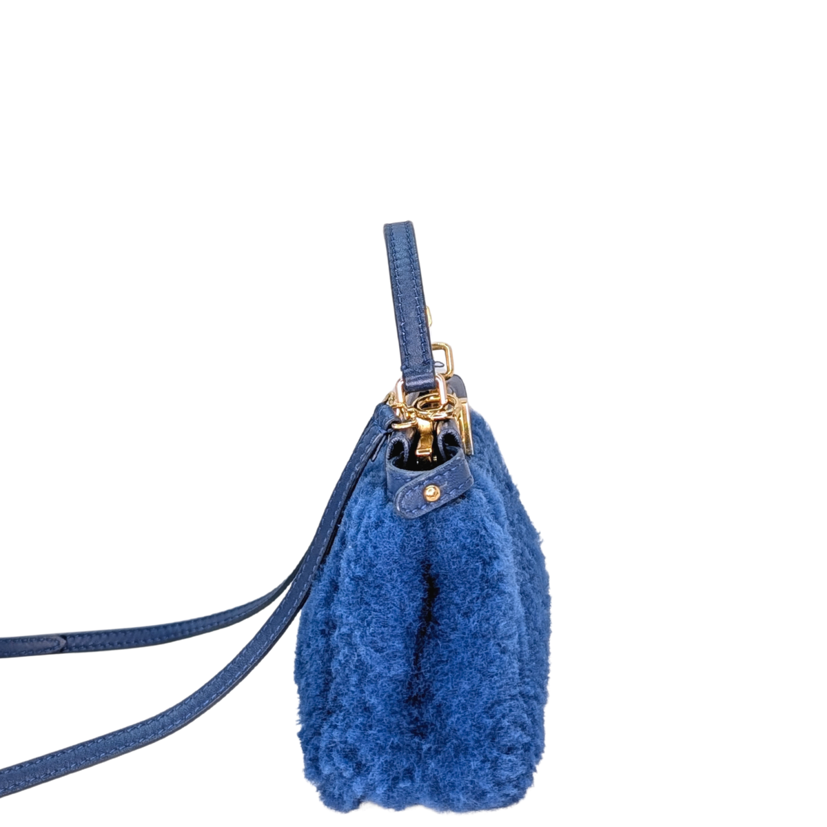 Fendi Peekaboo Micro Shearling Bag Blue