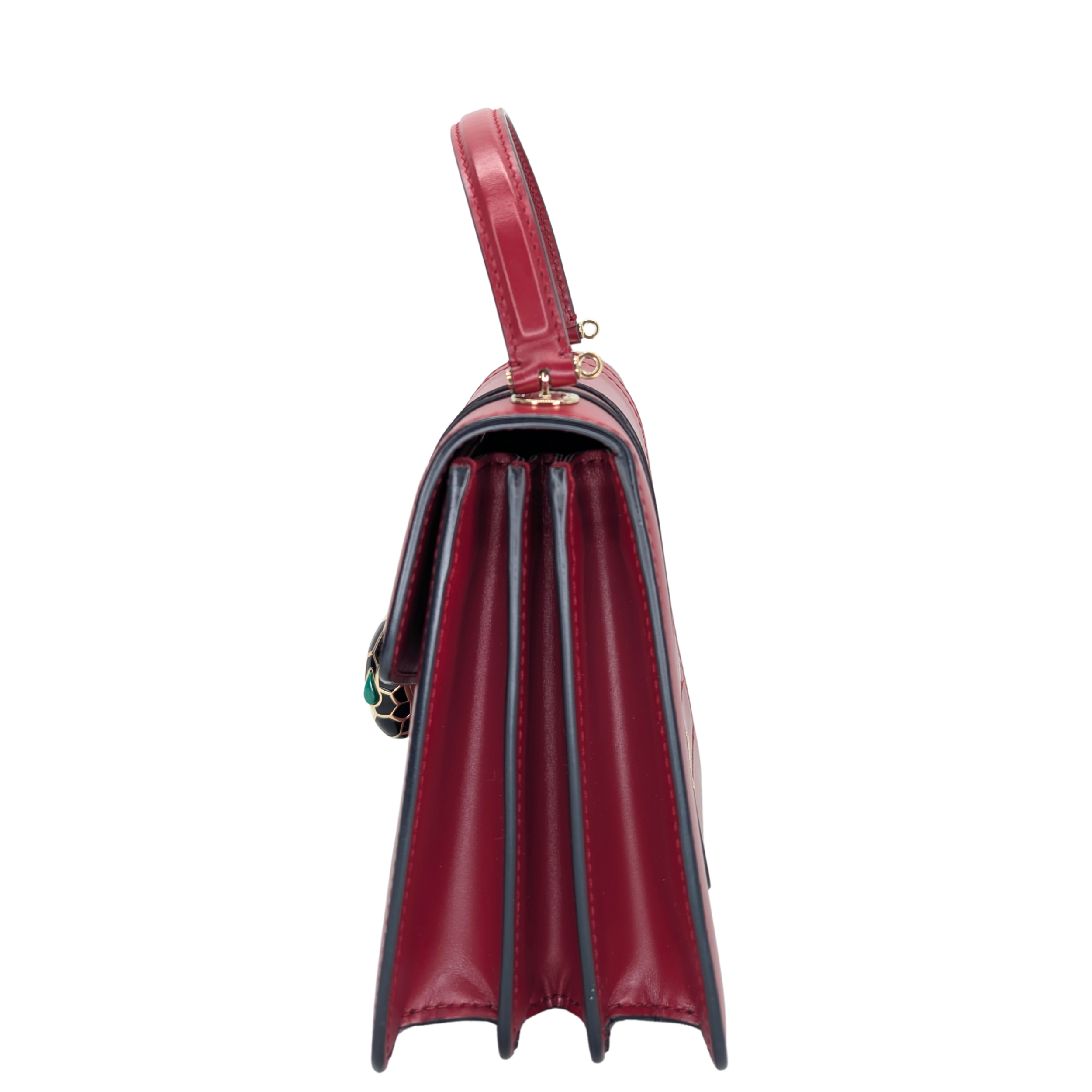 Bvlgari 小牛皮Serpenti Forever手提包 红色