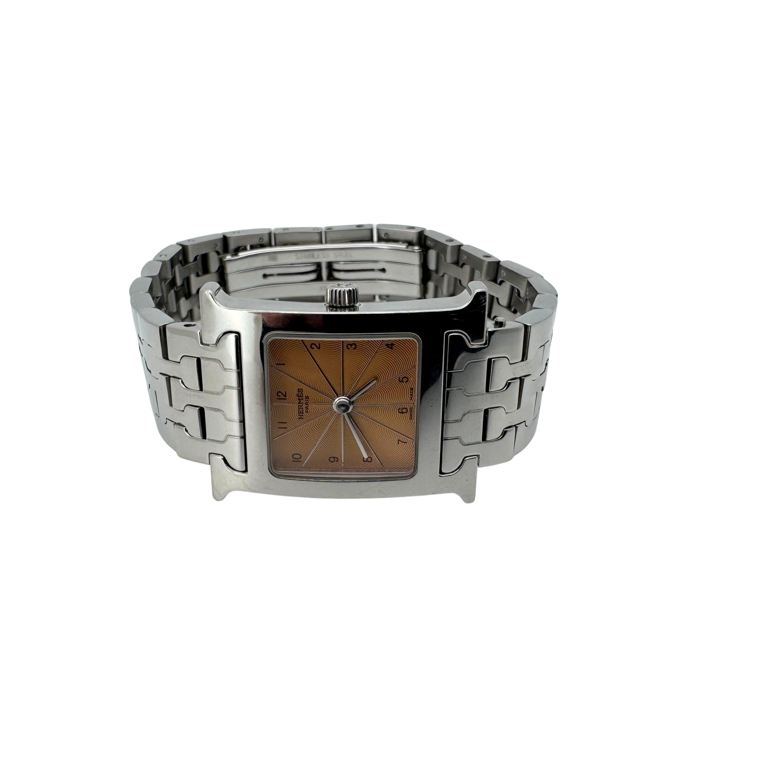 Hermès Heure H HH1.210 精钢橙/粉色扭索饰纹表盘腕表