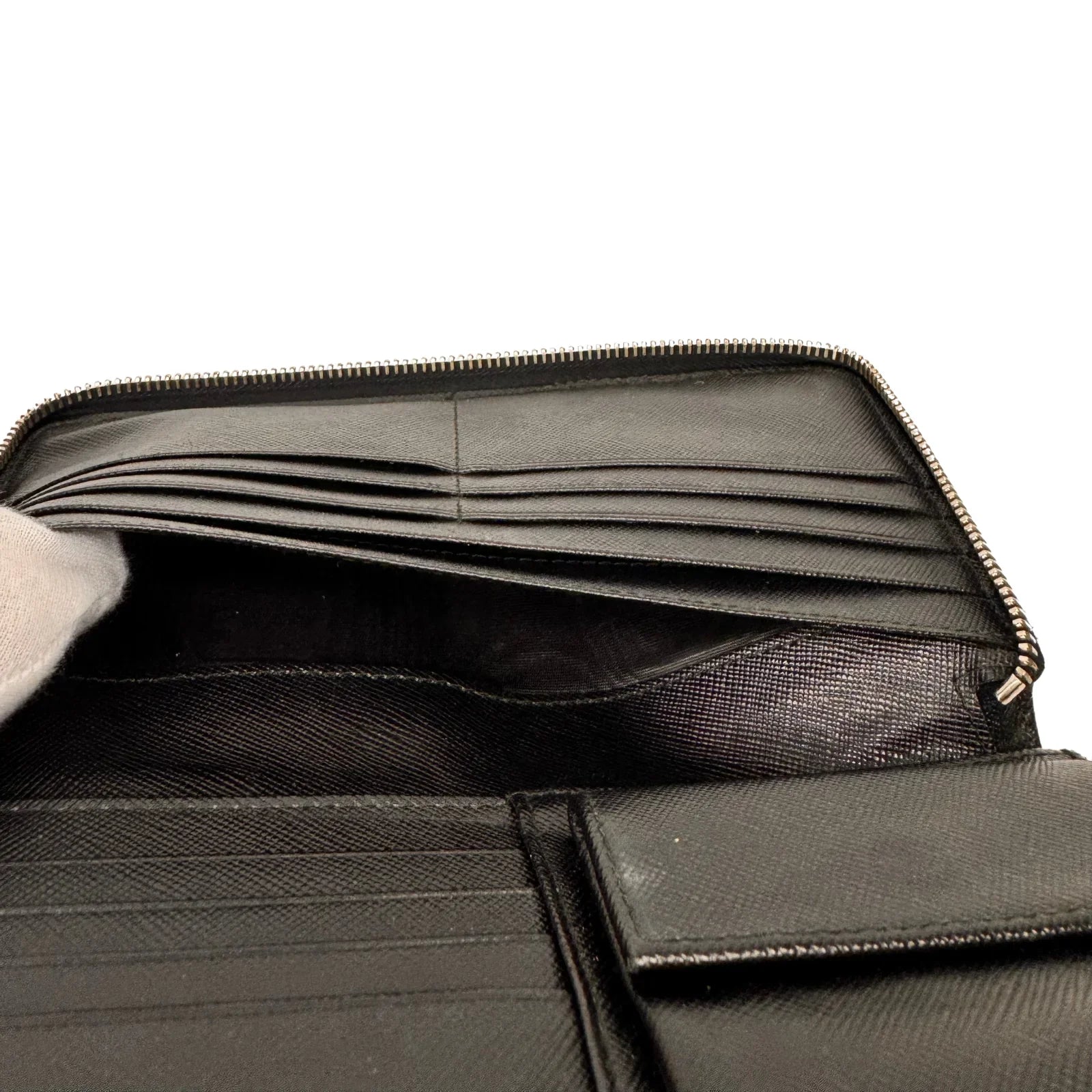 Prada Saffiano Leather Zip-Around Long Wallet – Nero Black - Lost Designer