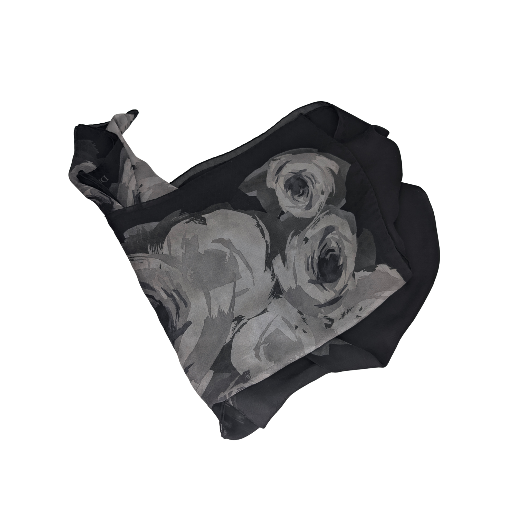 Christian Dior 花卉真丝围巾 黑色