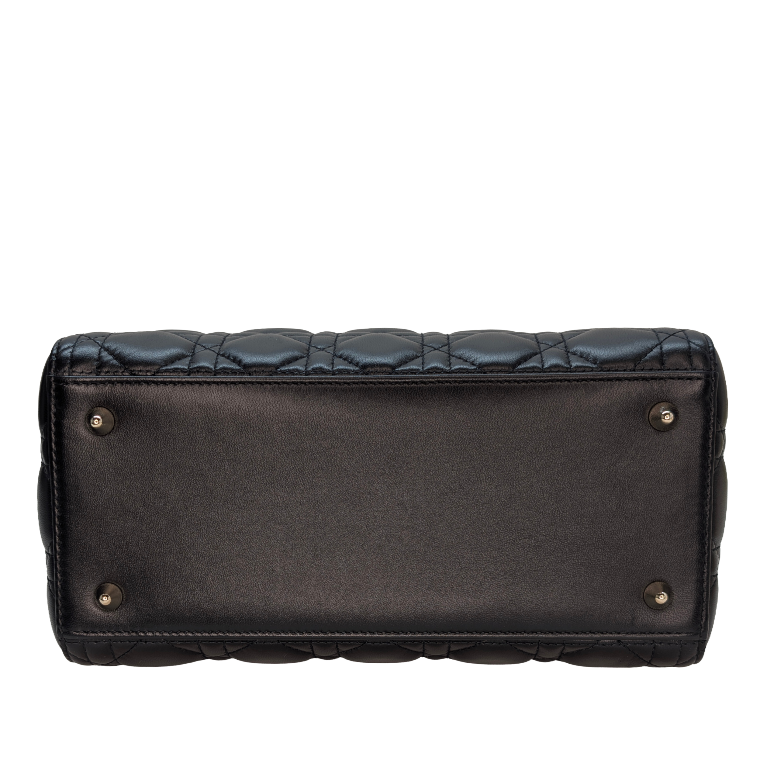 迪奥中号黑色 Lady Dior 藤格纹手袋