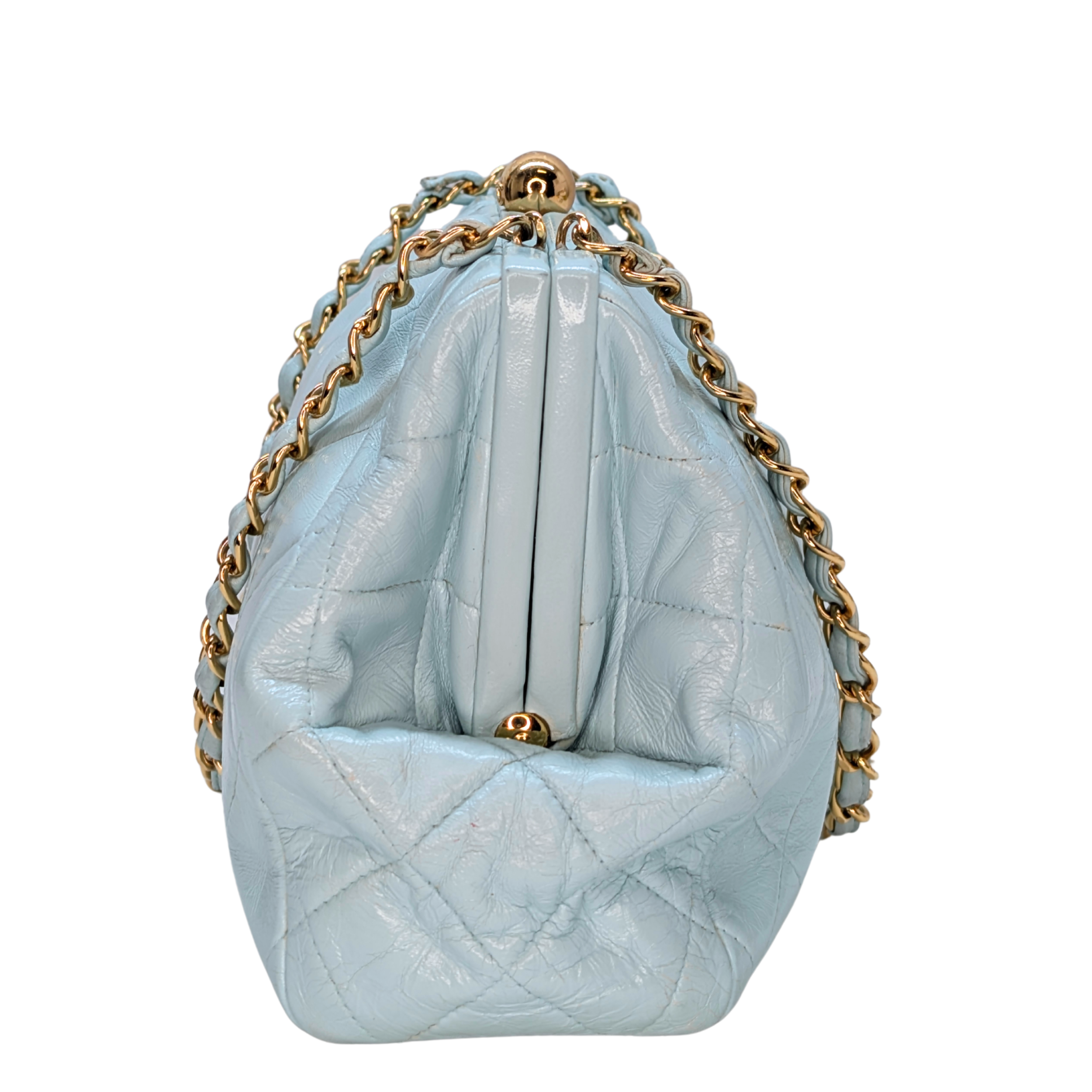 Chanel Vintage Kiss Lock Bag Baby Blue