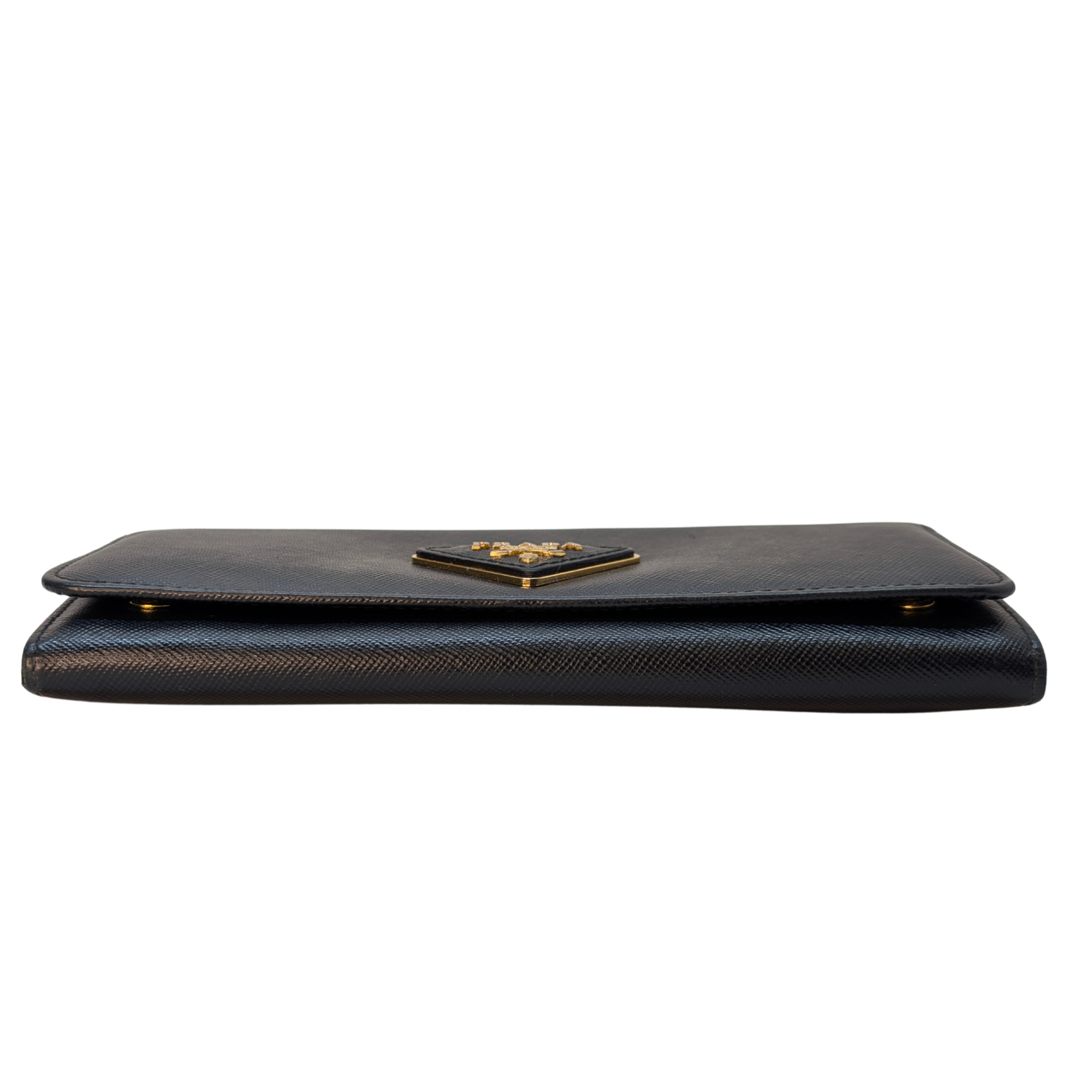 Prada Saffiano 皮革长款钱包 黑色