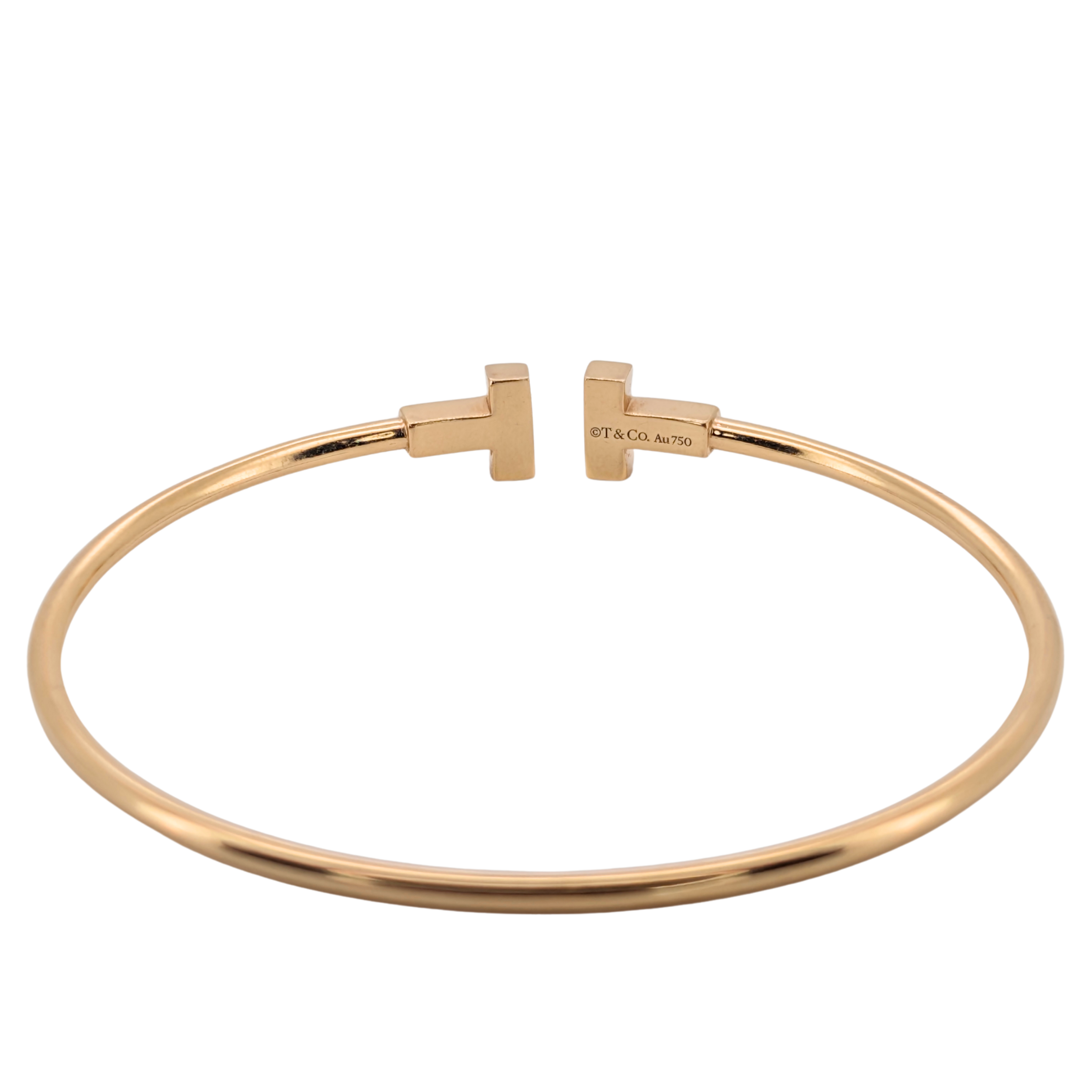Tiffany & Co 18K金窄版T形手镯 小号