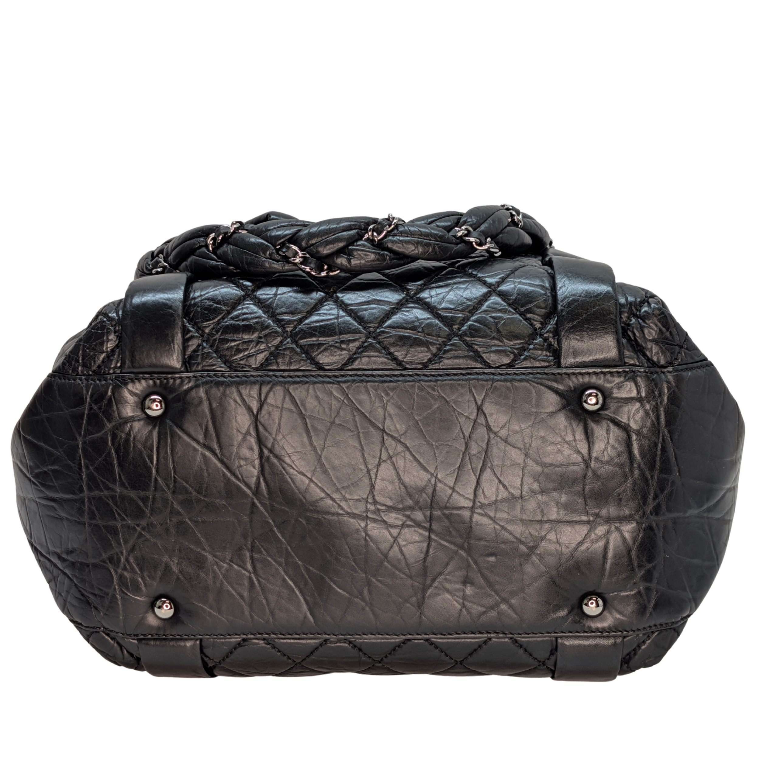 Chanel Distressed Lambskin Lady Braid Tote Bag Black