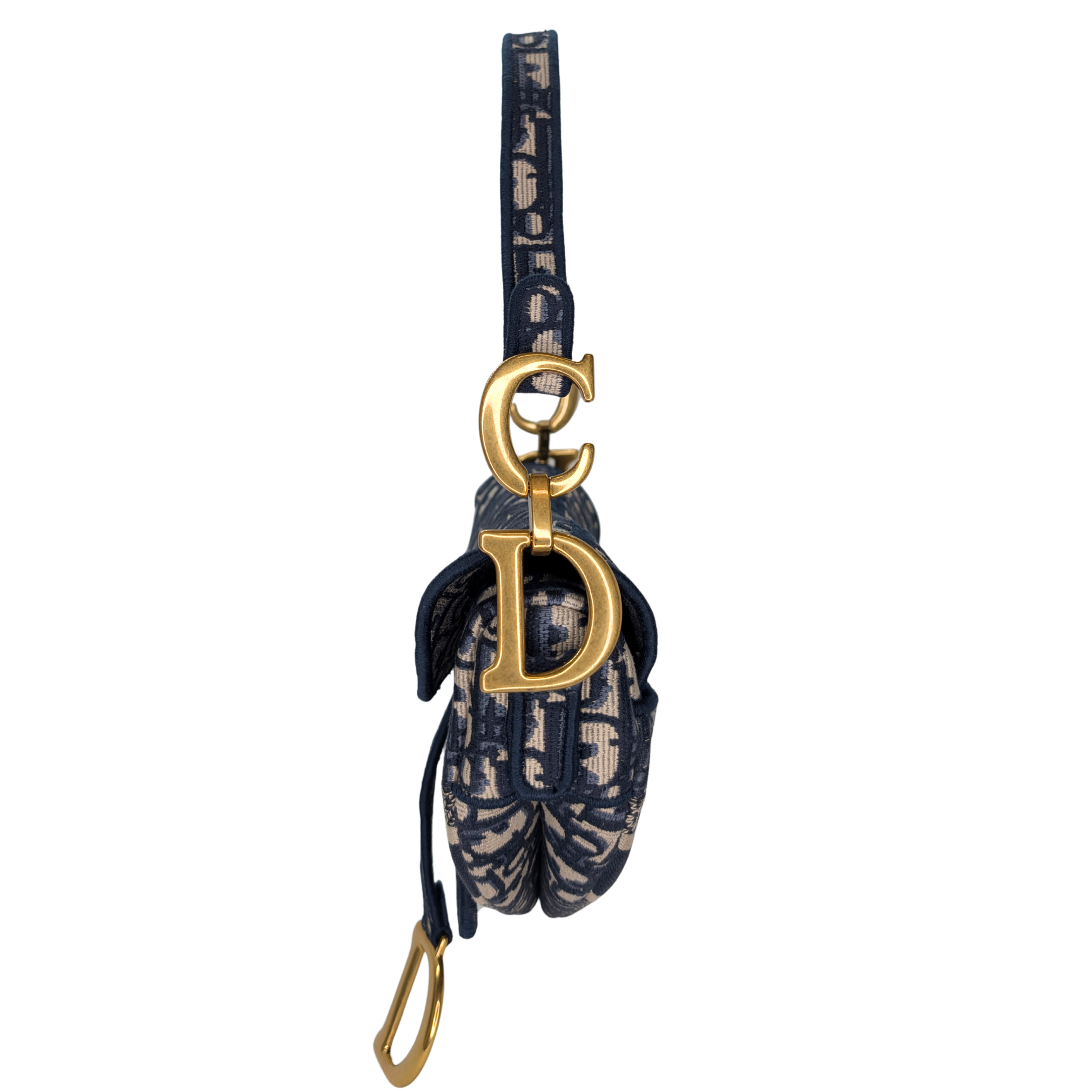 Dior 中号马鞍包 海军蓝 Oblique 花纹 配肩带
