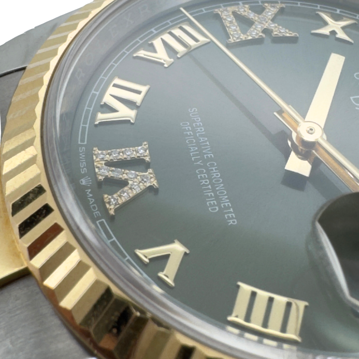 Rolex Steel & Yellow Gold Datejust 36mm 126233 Green Roman Diamond Dial