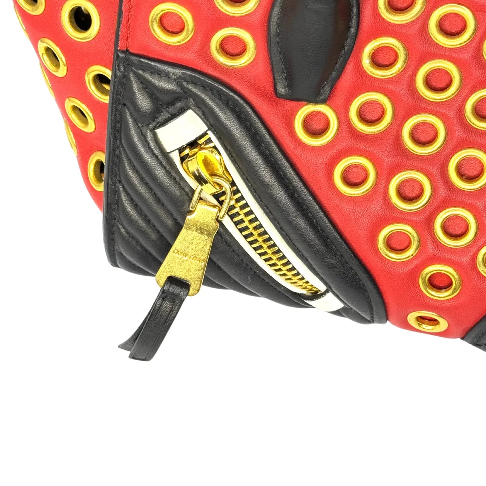 Miu Miu Nappa Biker Bicolor Quilted Leather Bag – Red & Black - Lost Designer
