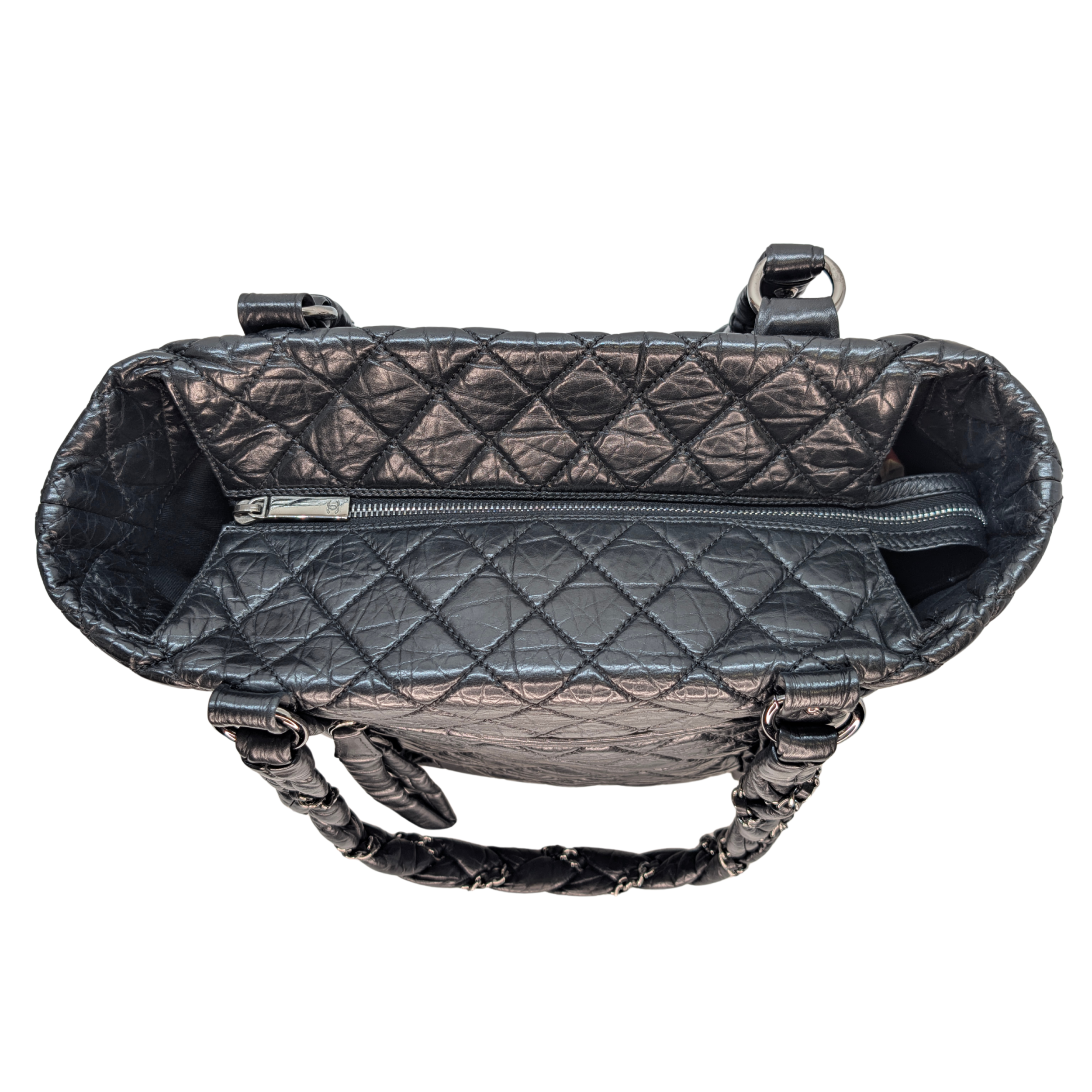 Chanel Distressed Lambskin Lady Braid Tote Bag Black