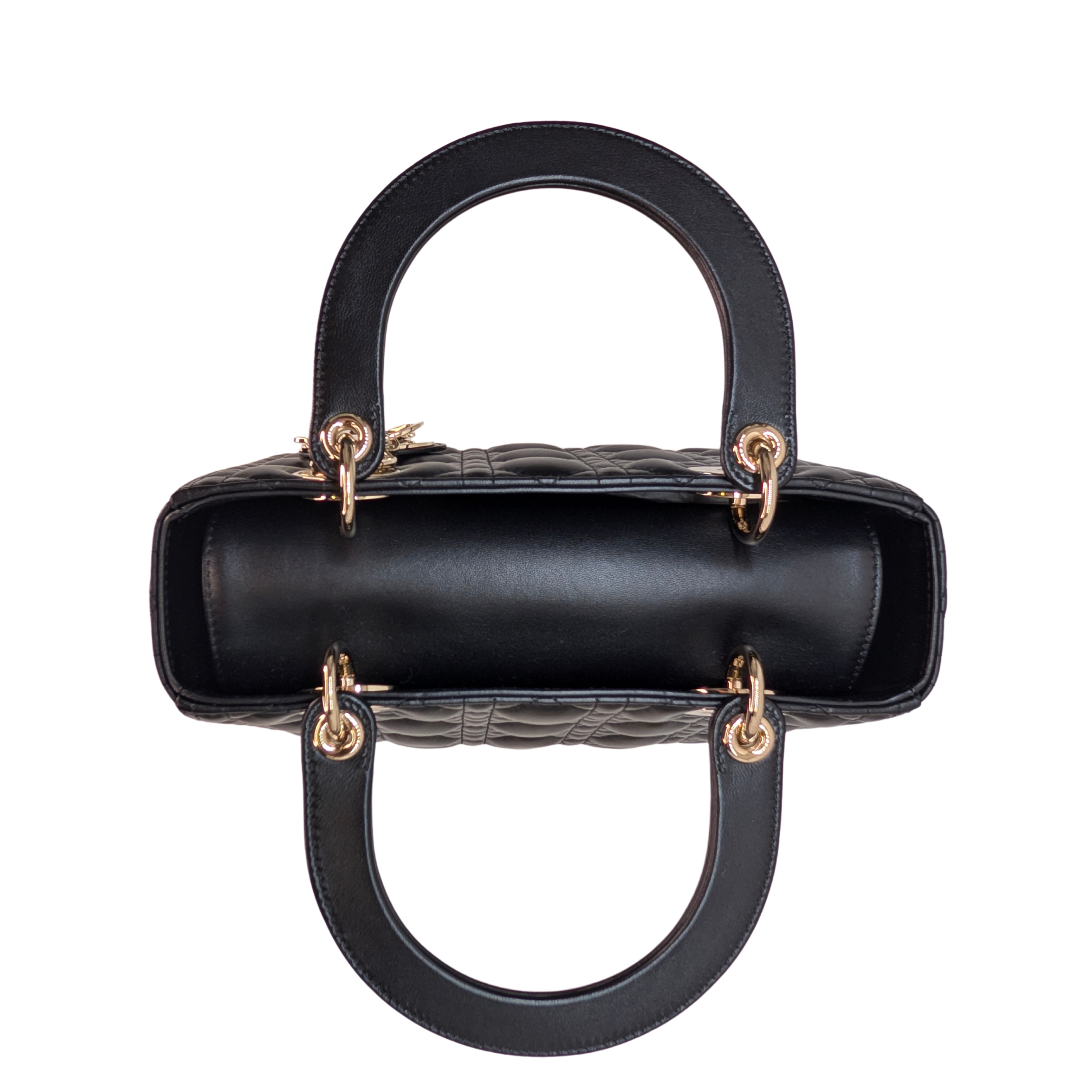 迪奥中号黑色 Lady Dior 藤格纹手袋