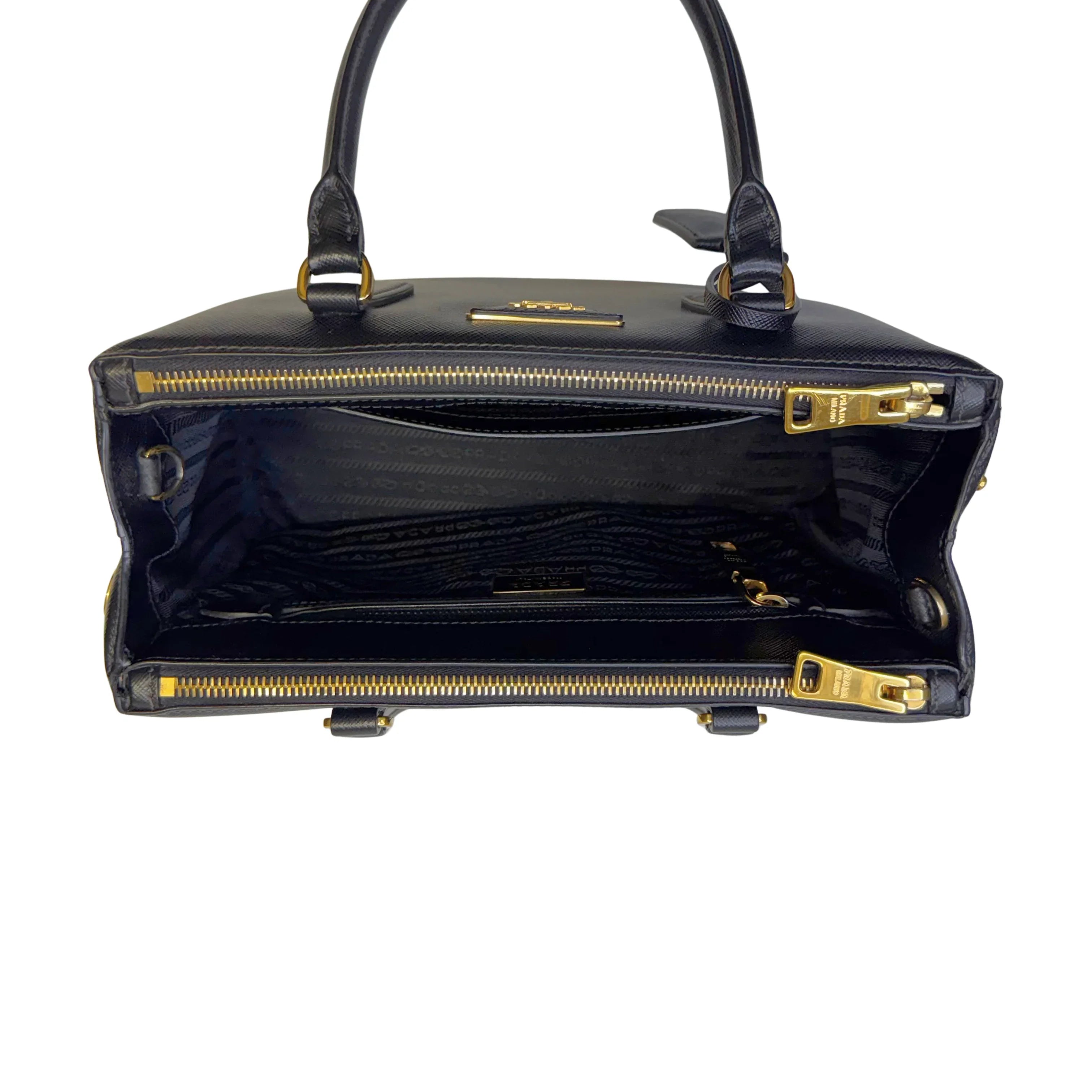 Prada Medium Galleria Saffiano leather bag Black - Lost Designer