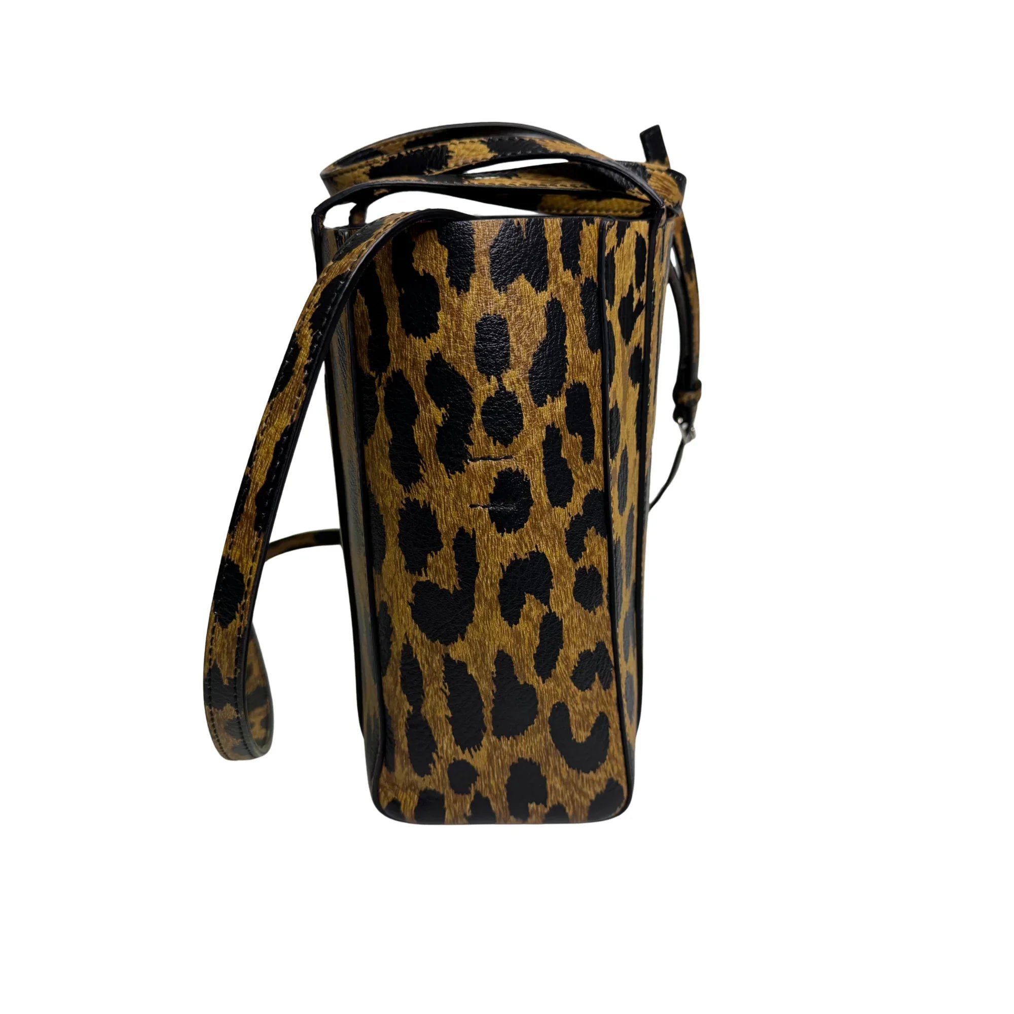 Balenciaga Calfskin Printed Leopard XXS Everyday Tote Bag w Strap - Lost Designer