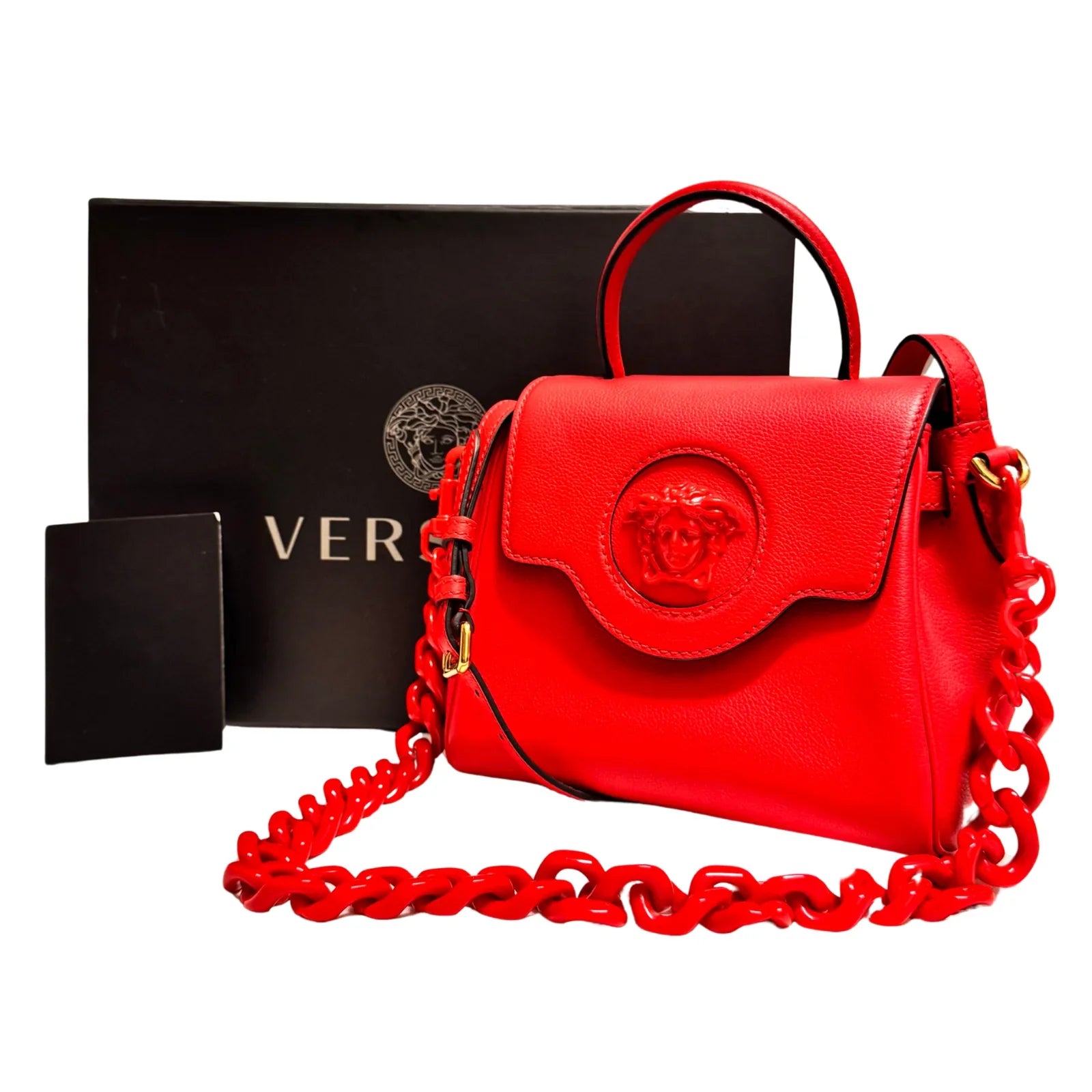 Versace La Medusa Handbag Leather Red - Lost Designer