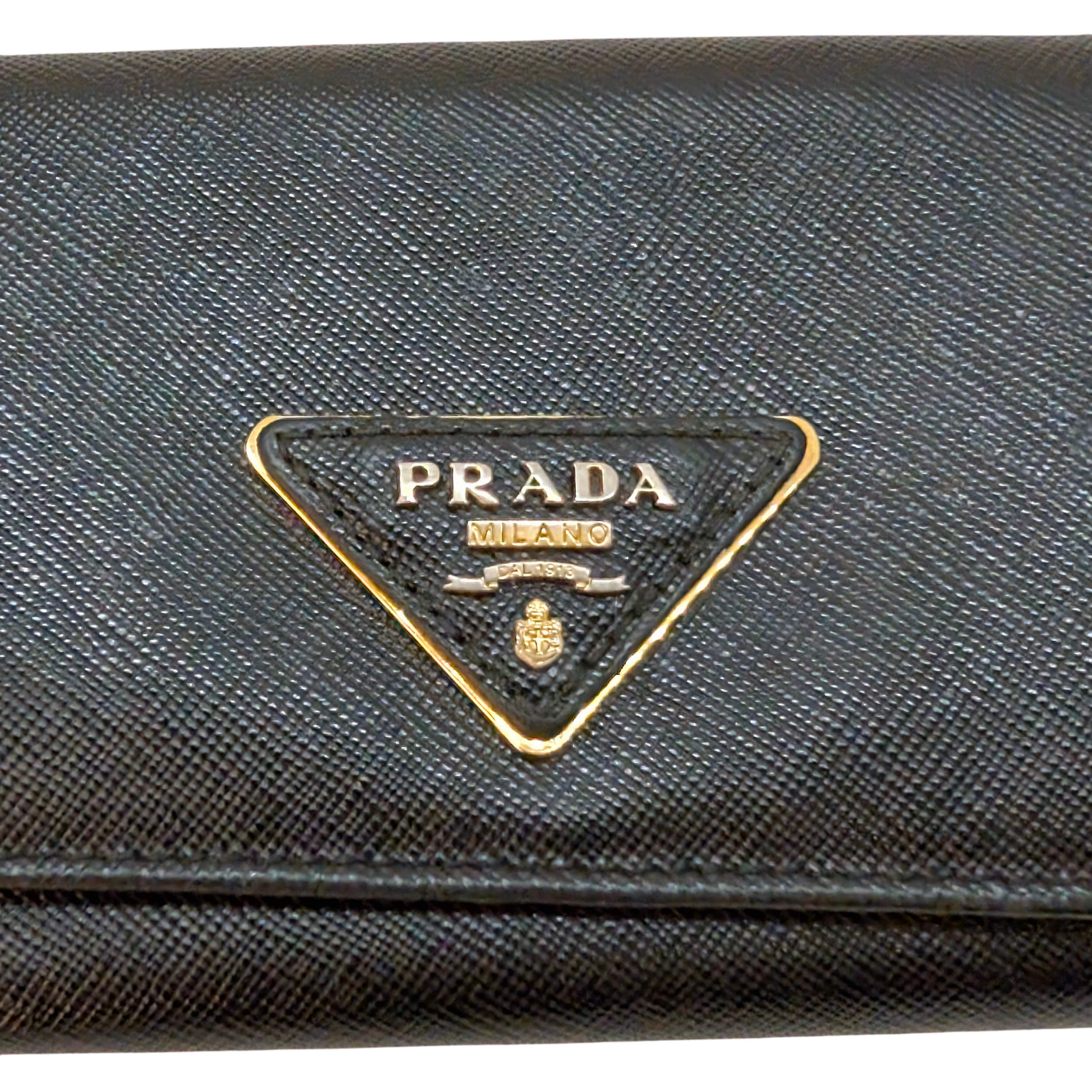 Prada Saffiano 皮革长款钱包 黑色