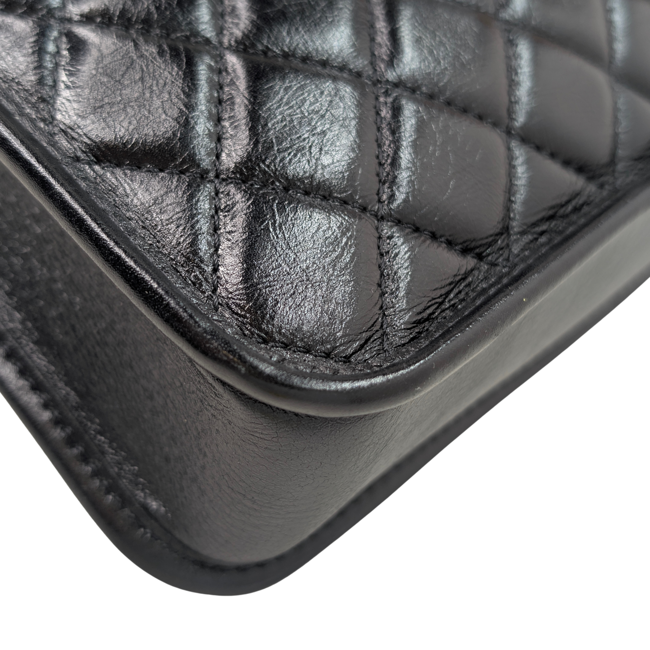 Chanel Clutch On Chain Camera Bag Aged Calfskin Black