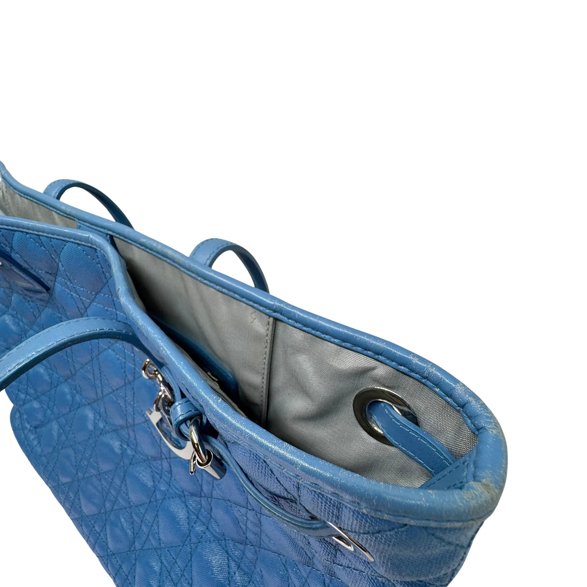 Dior Cannage Medium Panarea Tote Canvas Cobalt Blue - Lost Designer