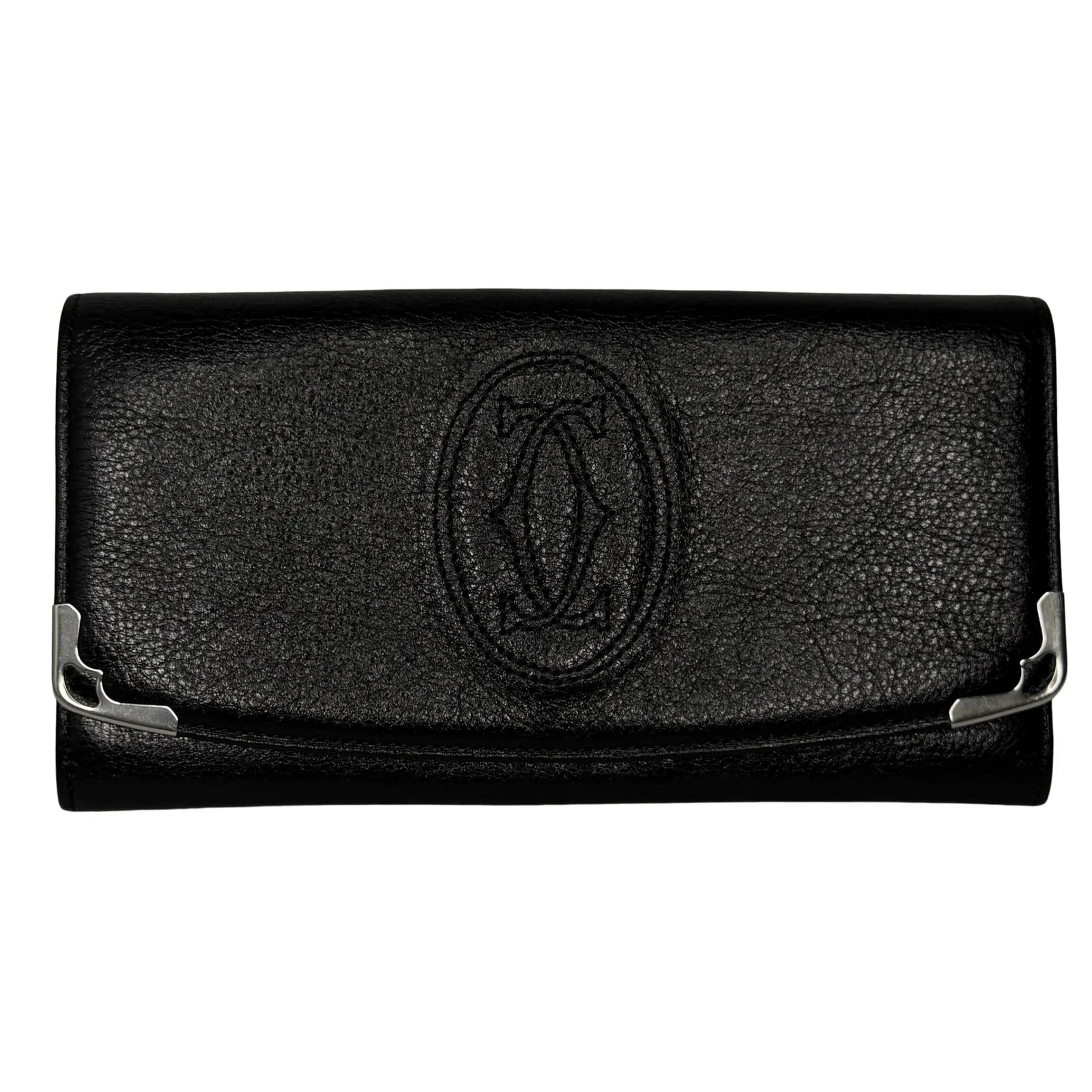 Cartier Black Leather Long Folding Wallet - Lost Designer