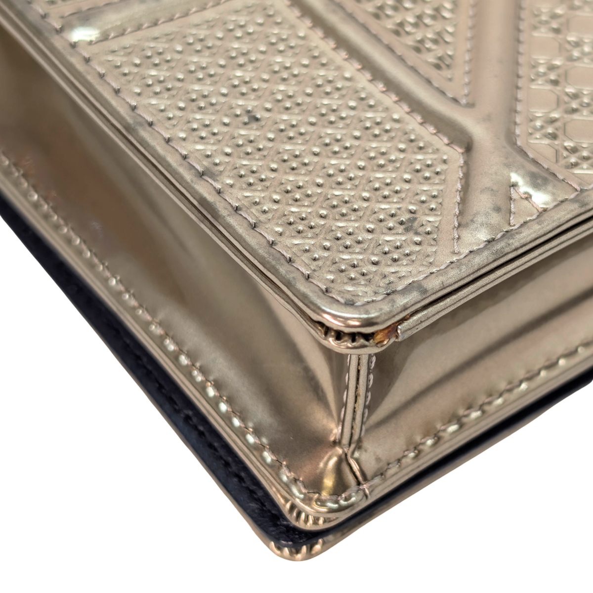 Dior Micro Cannage Leather Baby Diorama Bag Metallic Gold