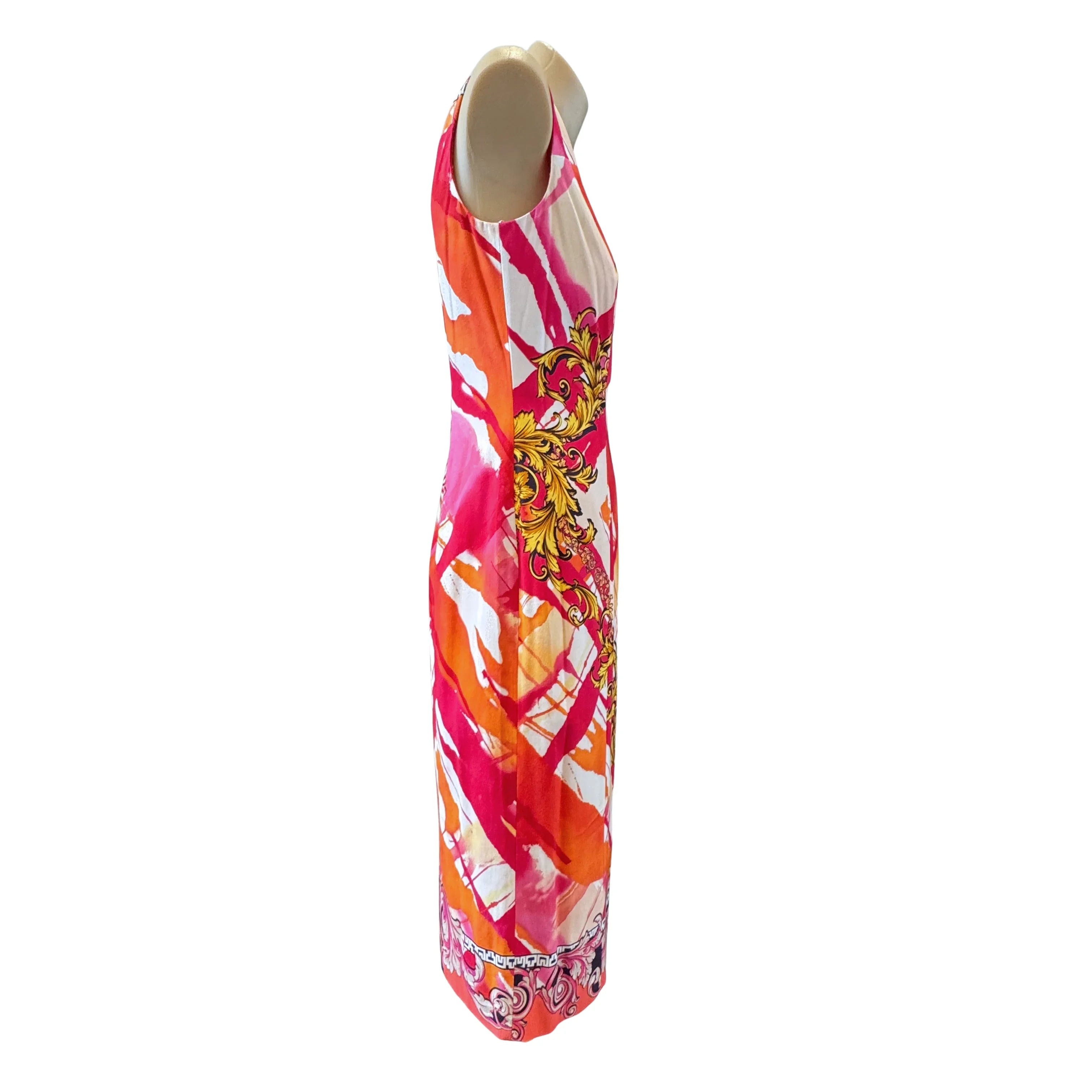 Versace Pink x Orange Baroque Print Sleeveless Dress Size 42 - Lost Designer
