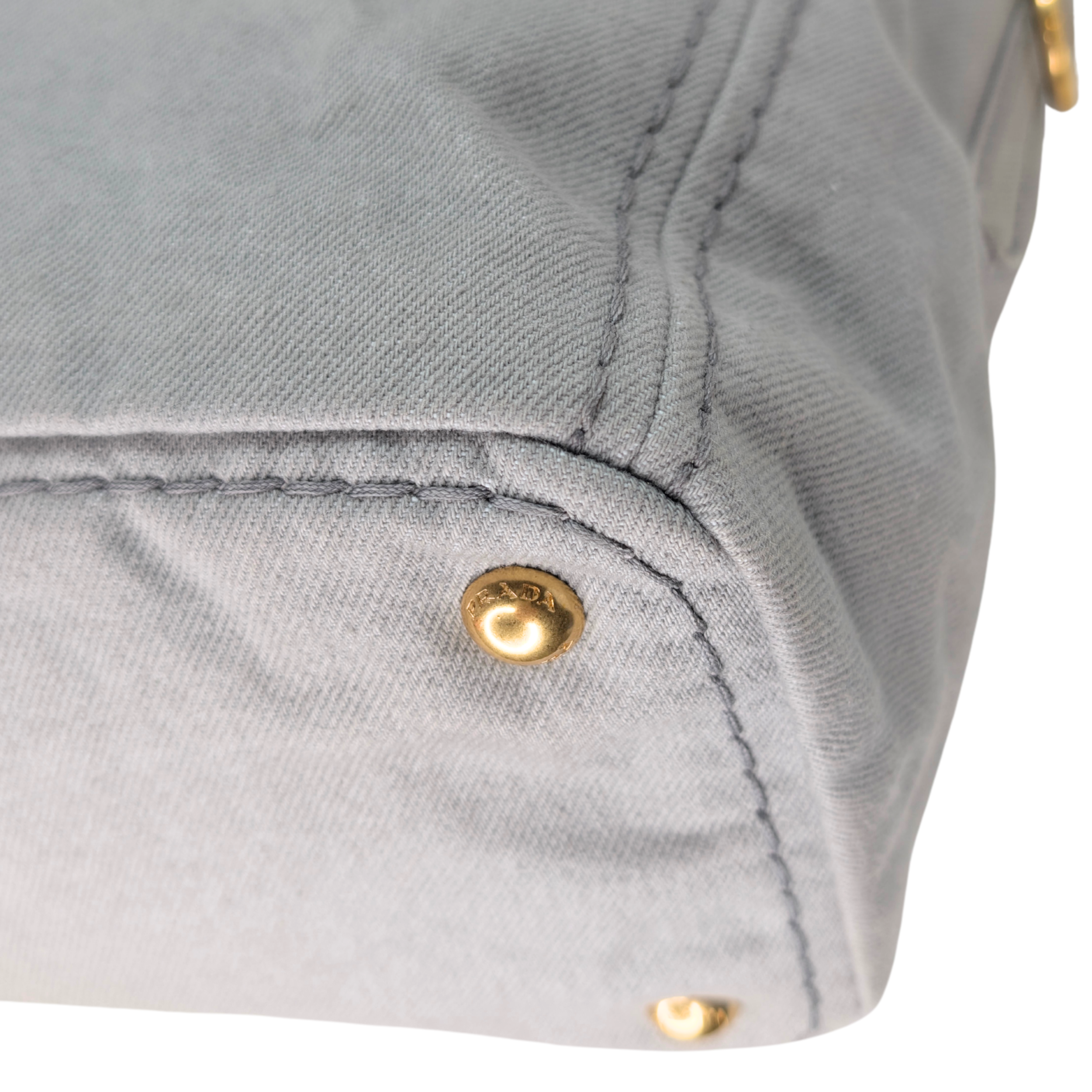 Prada Canvas Canapa Logo Tote Grey