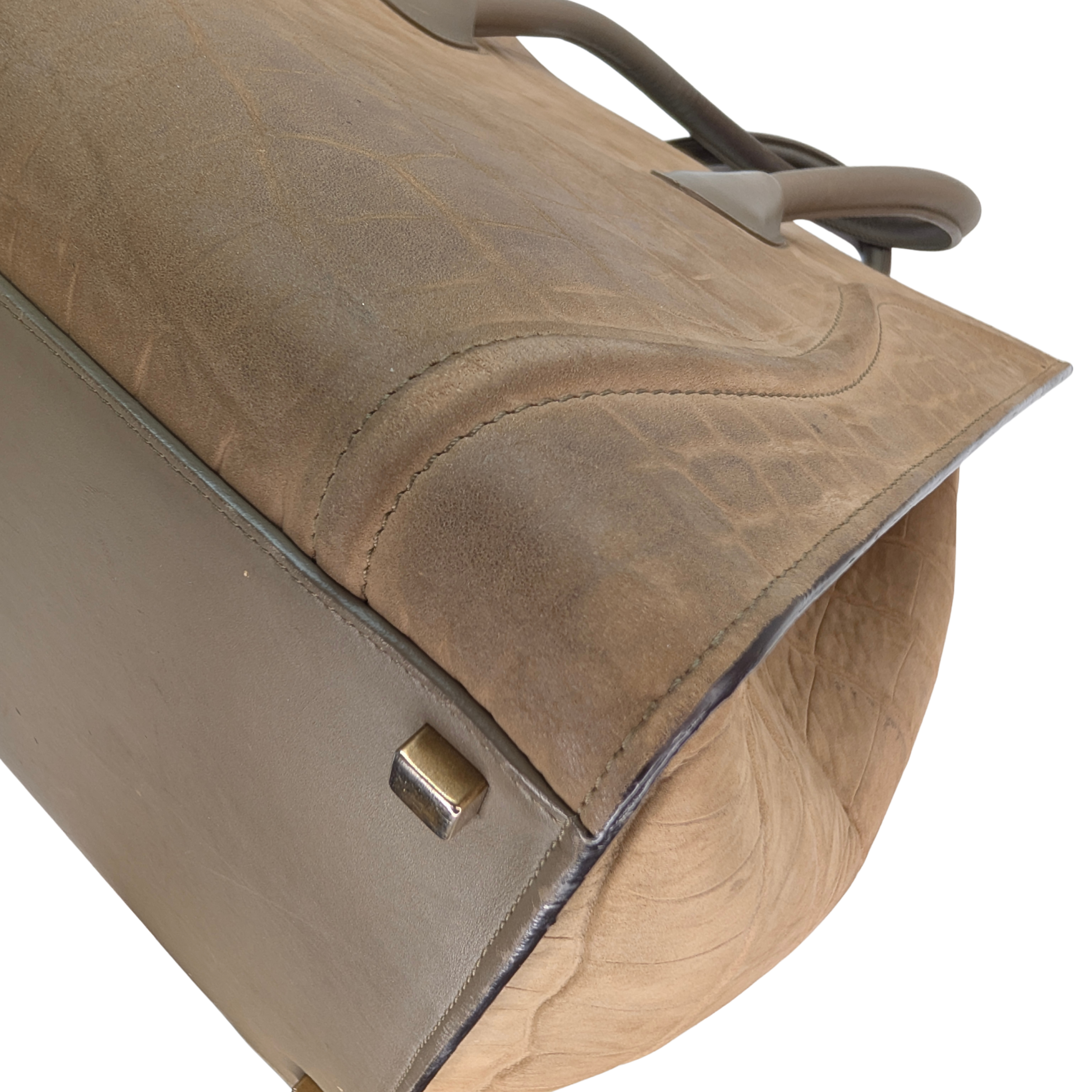 赛琳米色鳄鱼纹压花中号Phantom Luggage手提包