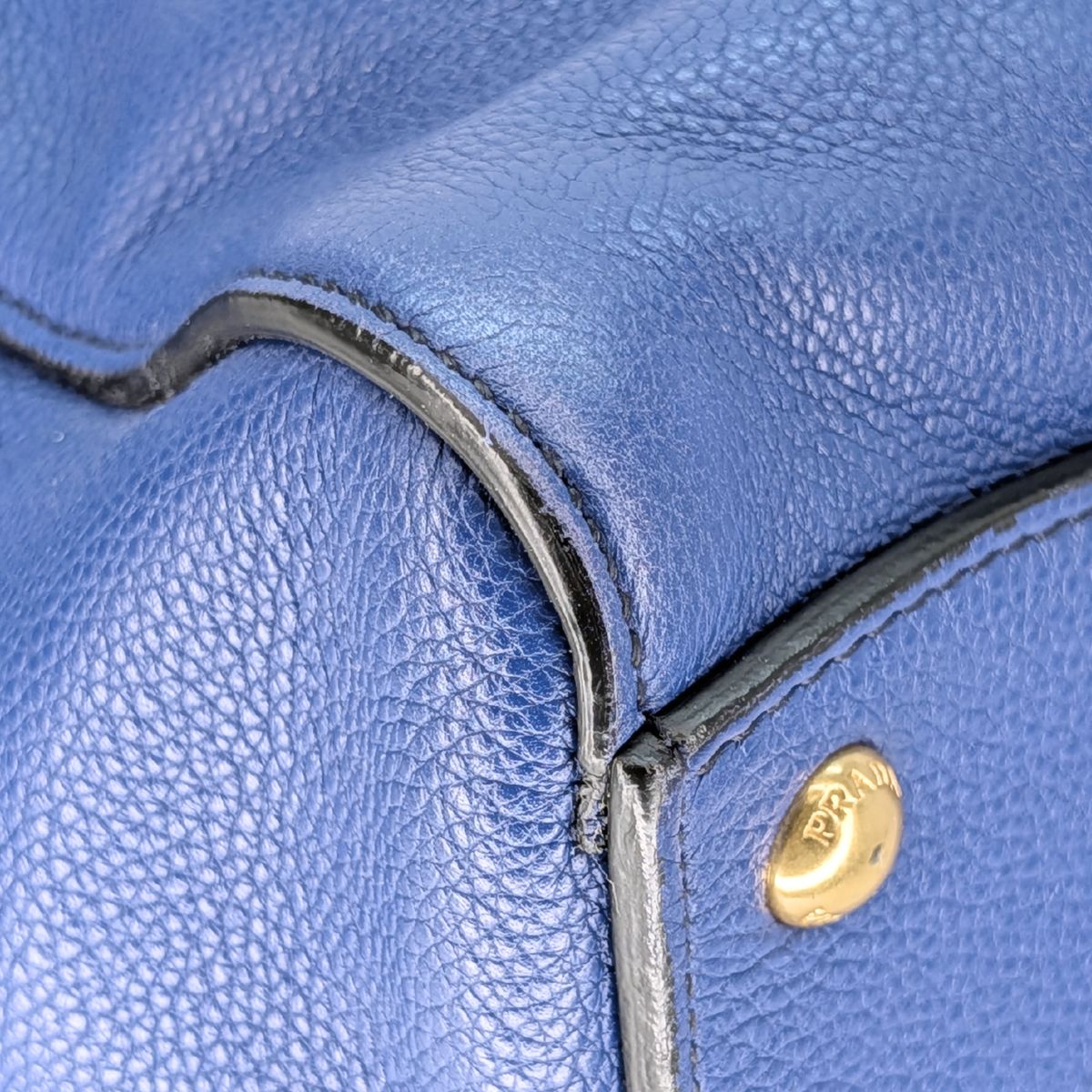 Prada Vitello Daino Leather Tote Bag Blue