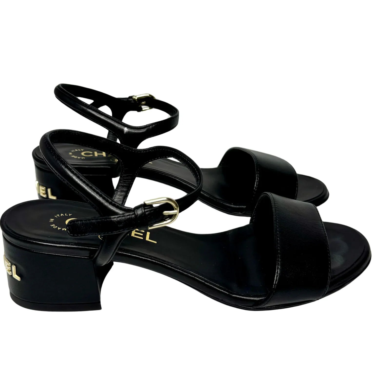Chanel Black Lambskin Leather Classic Sandals – Size 36C - Lost Designer