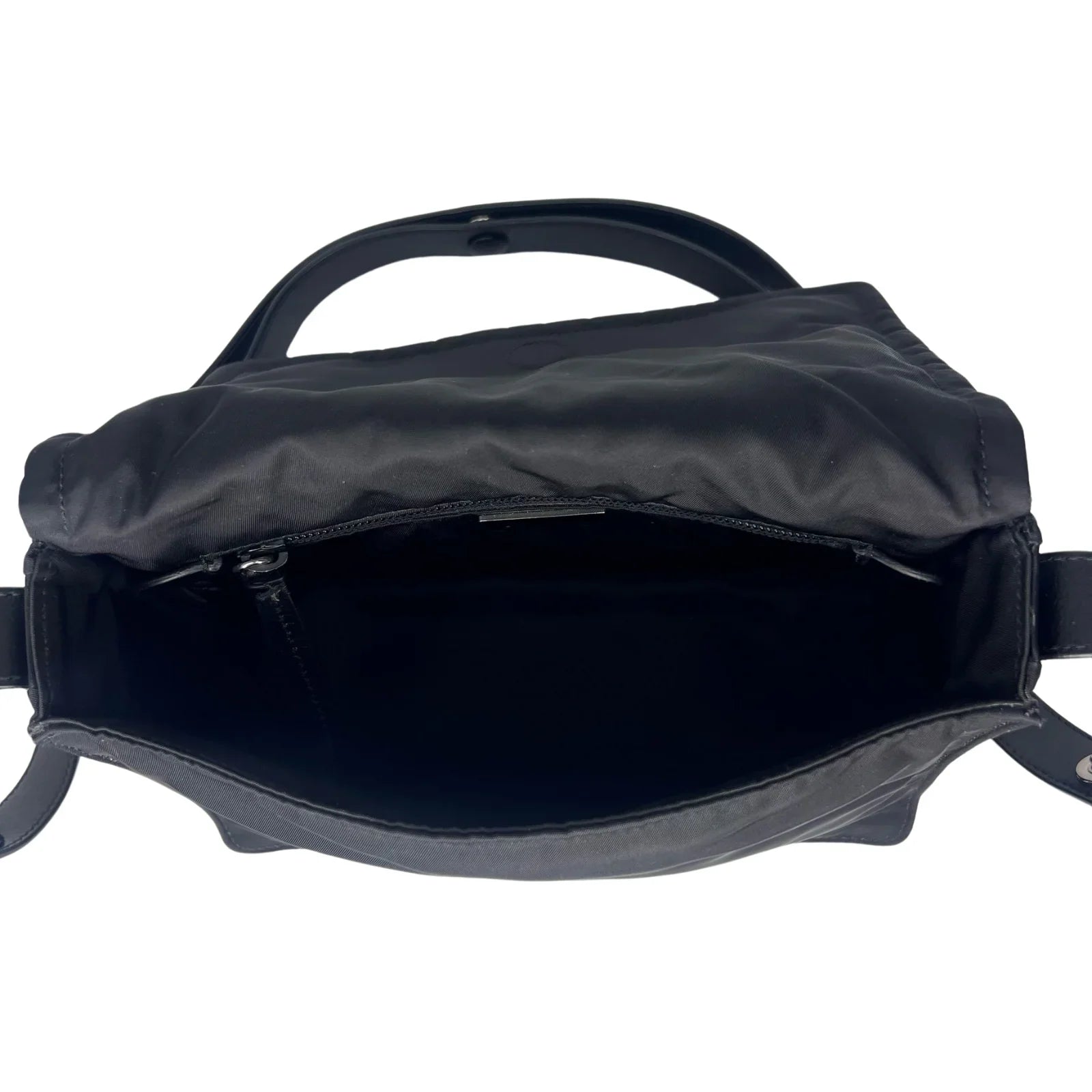 Prada Nylon Crossbody Bag with Flap Closure – Black - Lost Designer