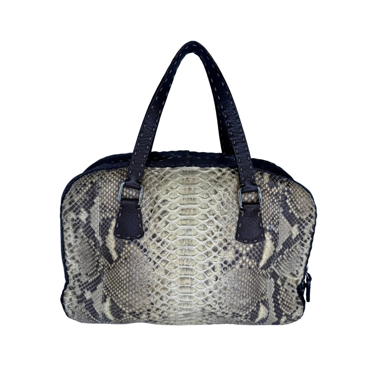 Fendi Selleria Snakeskin Leather Shoulder Bag - Lost Designer