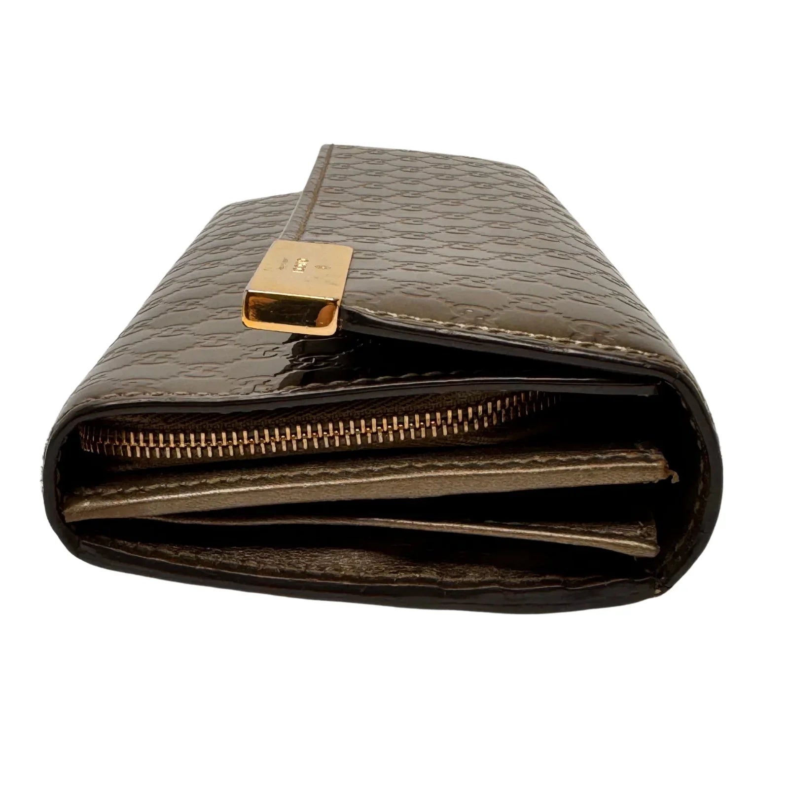 Gucci Leather Wallet on Chain Metallic Silver-Bronze - Lost Designer