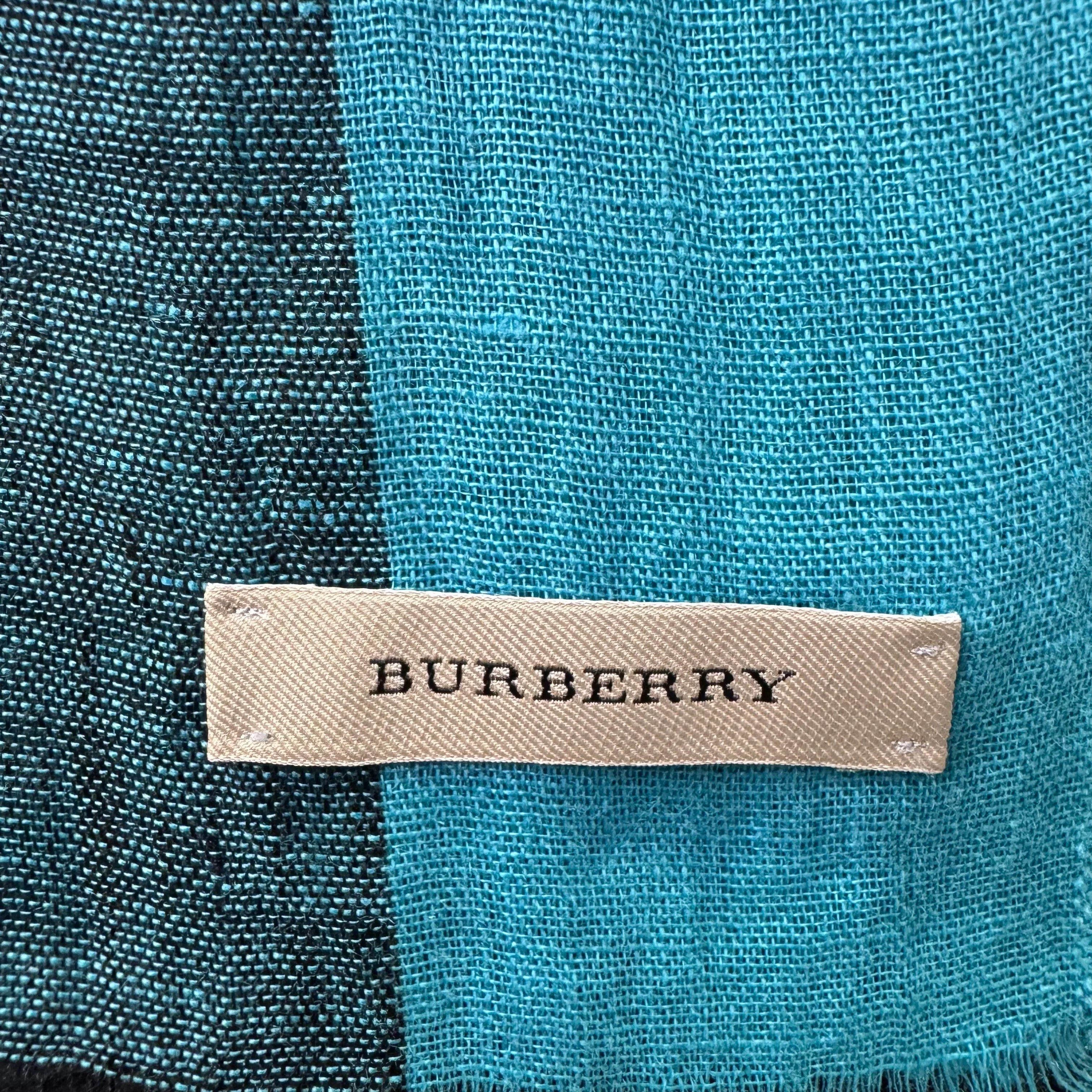 Burberry Linen Scarf Blue Check - Lost Designer