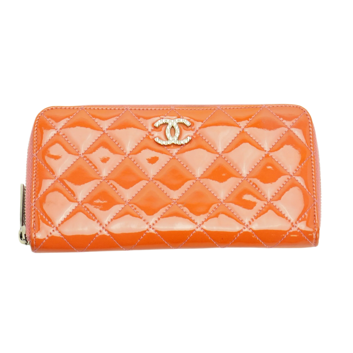 Chanel Orange Enamel Matelassé Wallet - Lost Designer