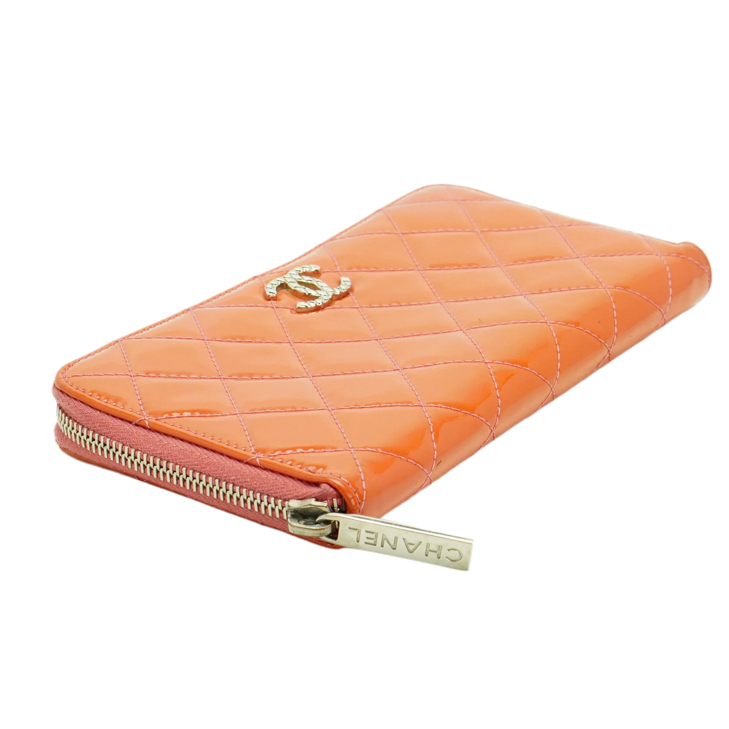 Chanel Orange Enamel Matelassé Wallet - Lost Designer