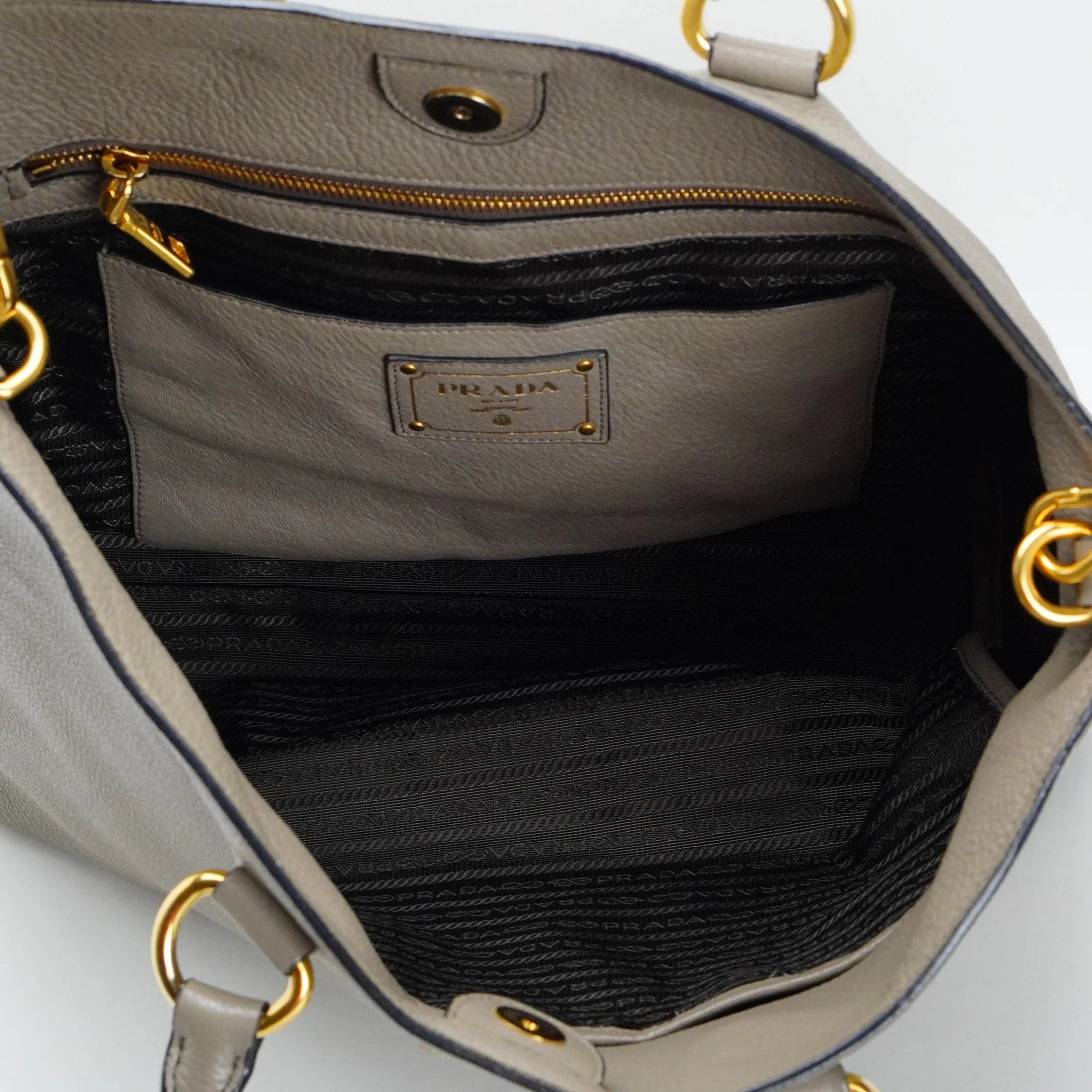 Prada Grey Vitello Daino Handbag - Lost Designer