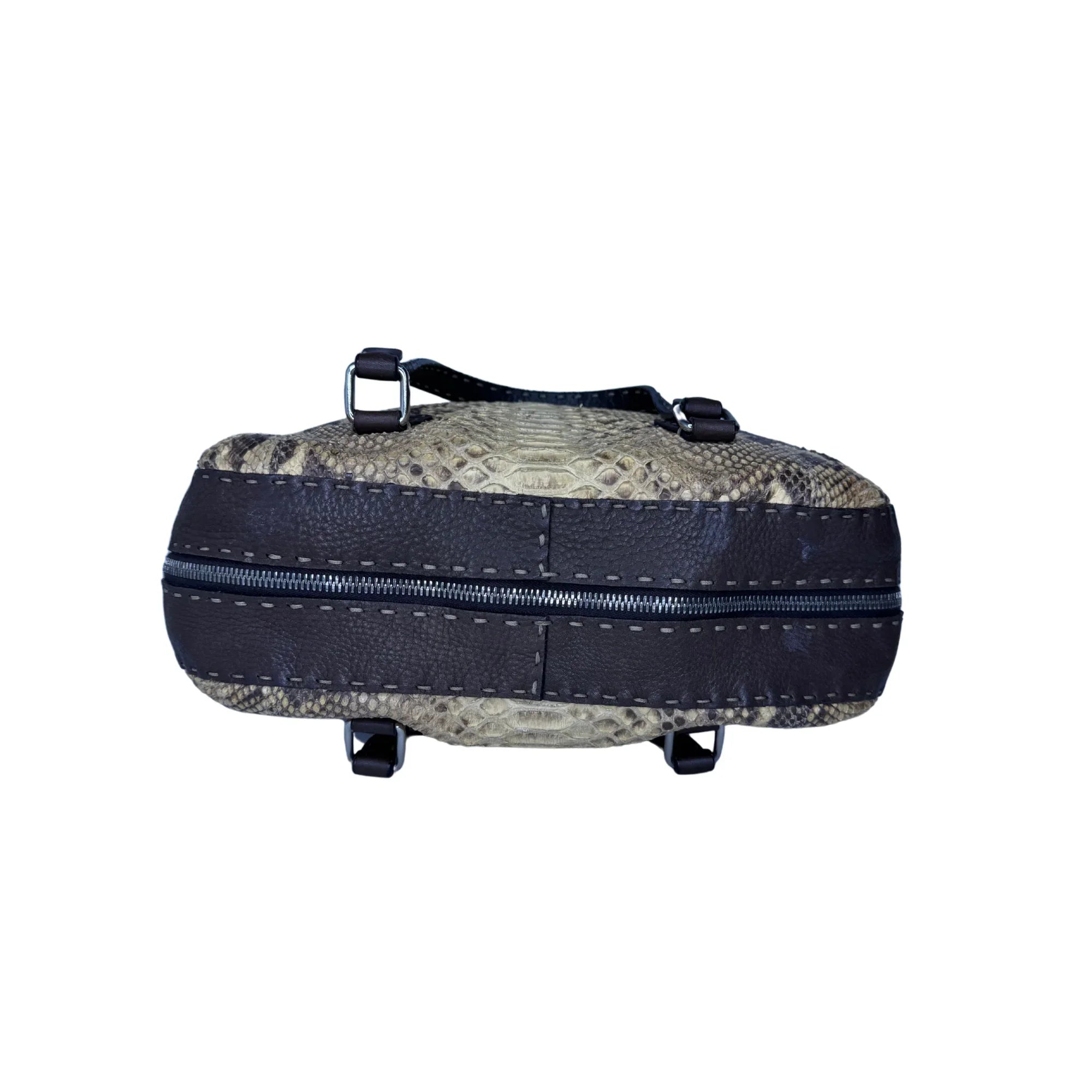 Fendi Selleria Snakeskin Leather Shoulder Bag - Lost Designer
