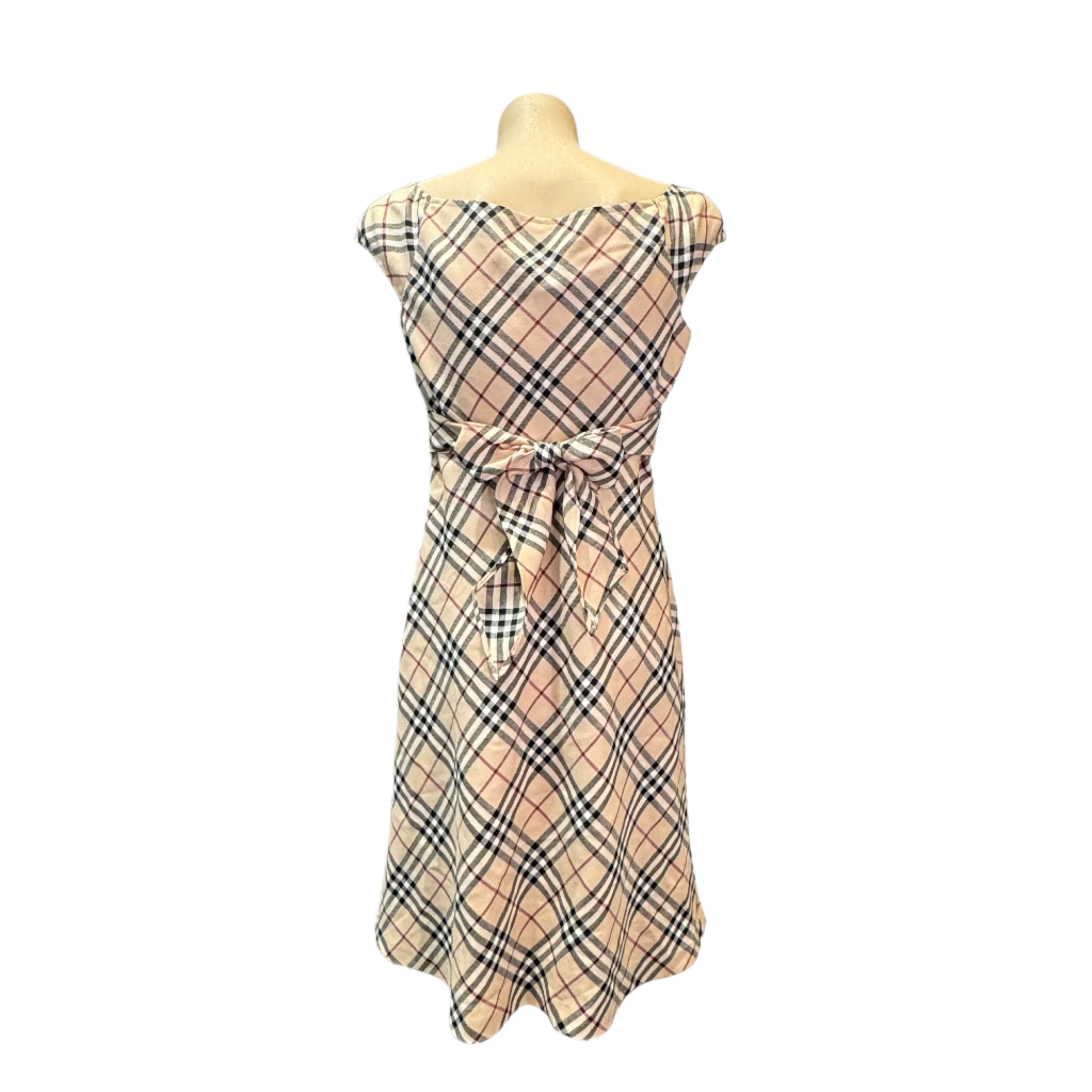 Beige Burberry sleeveless check dress size 38 - Lost Designer