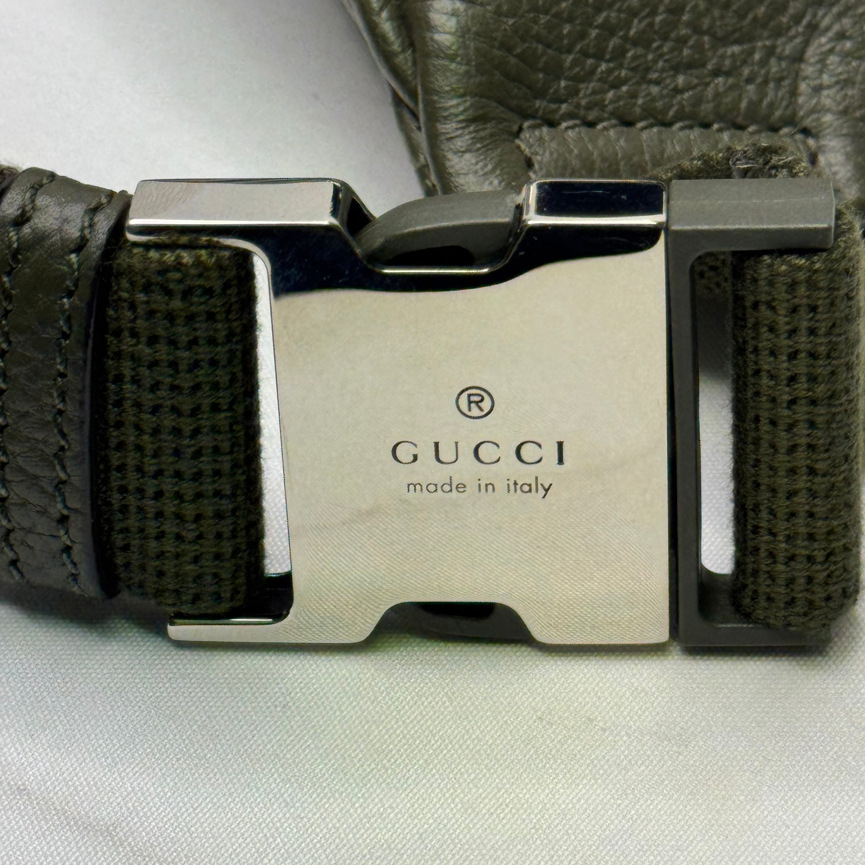 Gucci Jumbo GG Belt Bag Leather Olive Green - Lost Designer