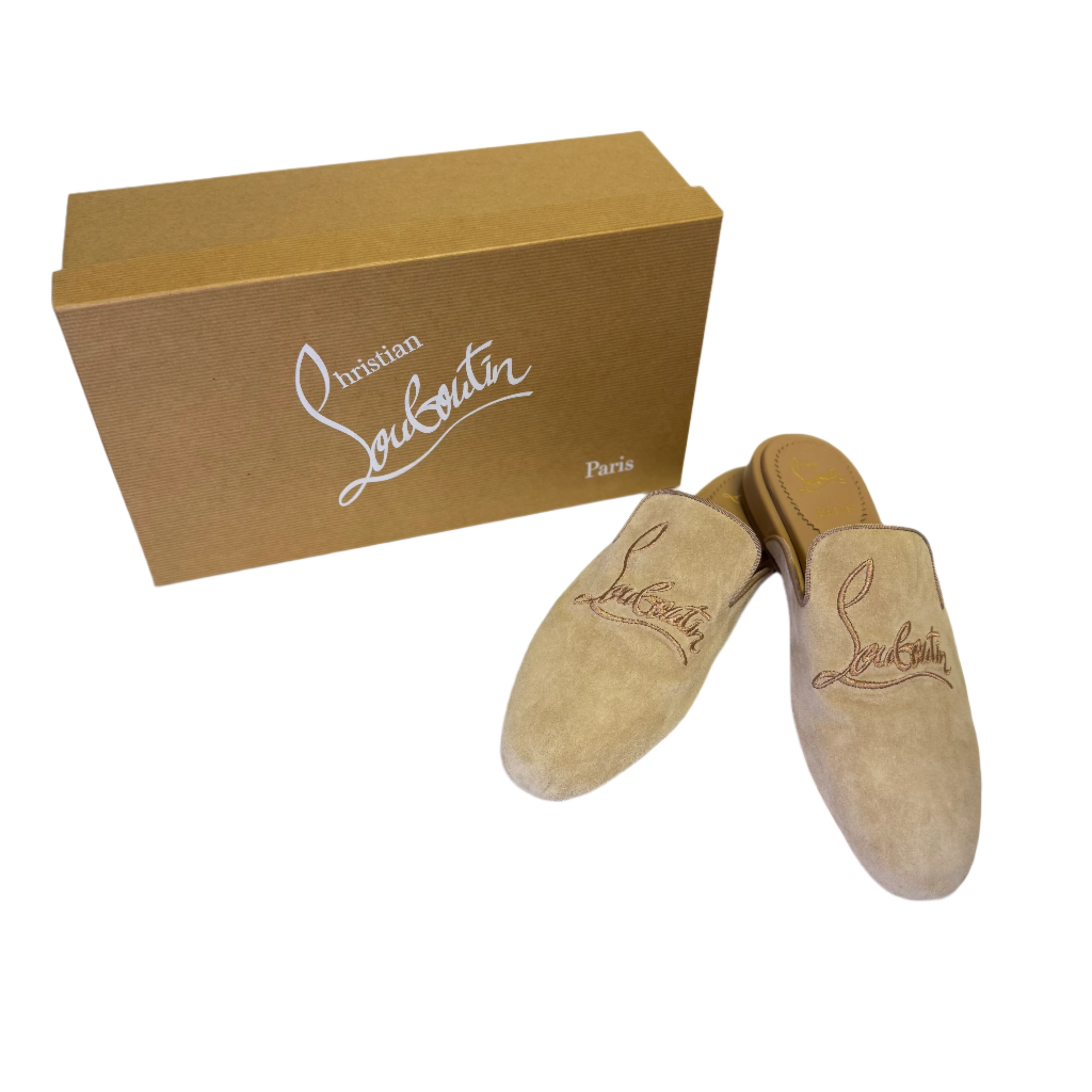 Christian Louboutin Coolito Flat Slides Mules Brown - Lost Designer
