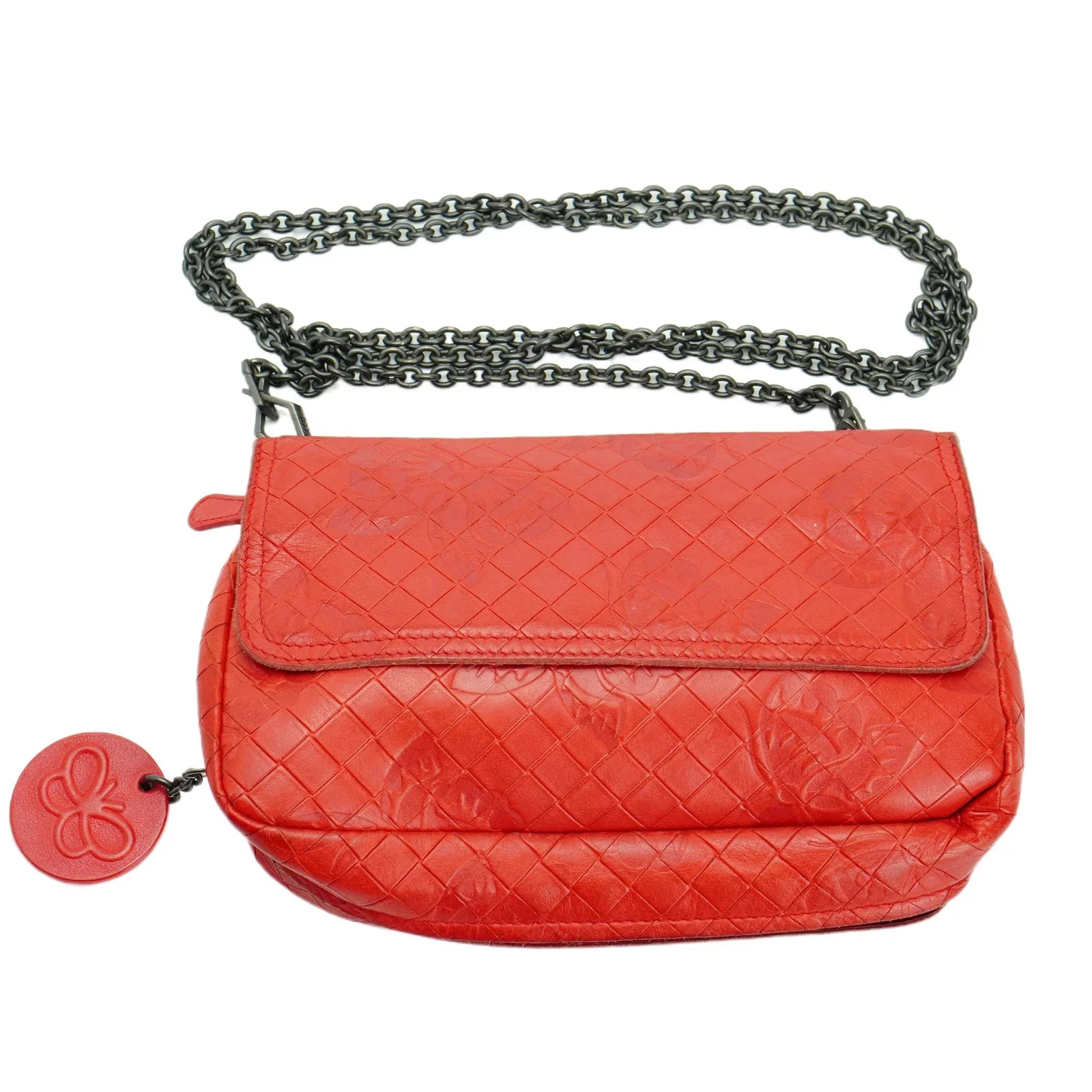 Bottega Veneta Olimpia mini Crossbody Leather Bag Red - Lost Designer