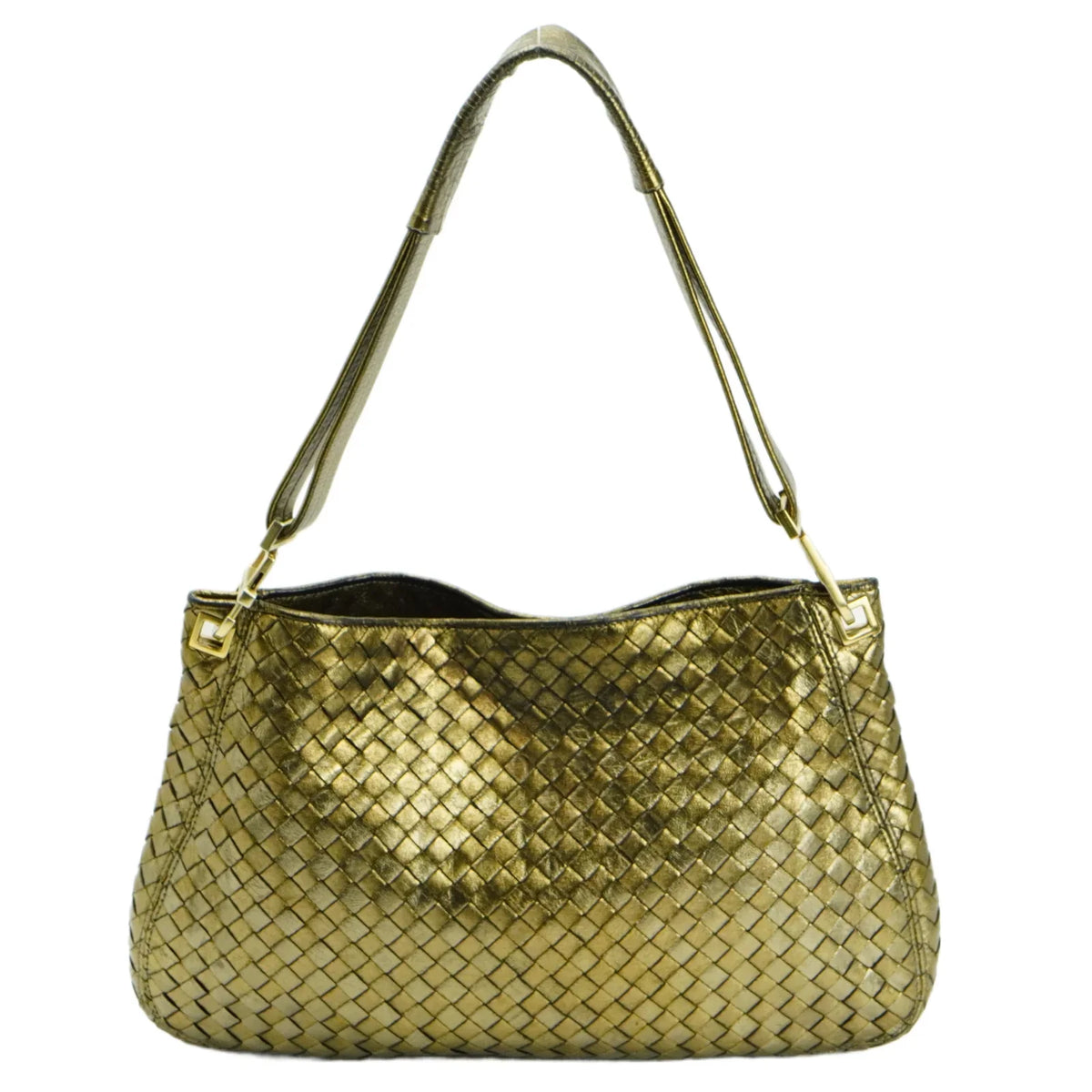 Bottega Veneta Intrecciato Leather Shoulder Bag Gold - Lost Designer