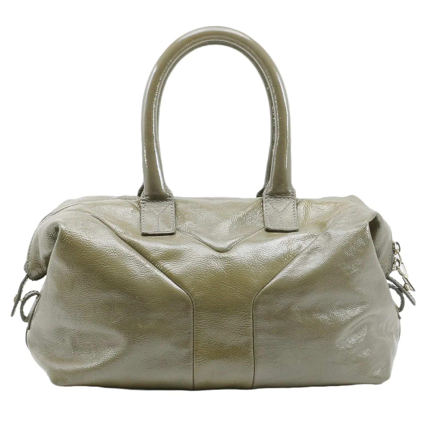 Saint Laurent Easy Patent Leather Boston Bag Olive - Lost Designer