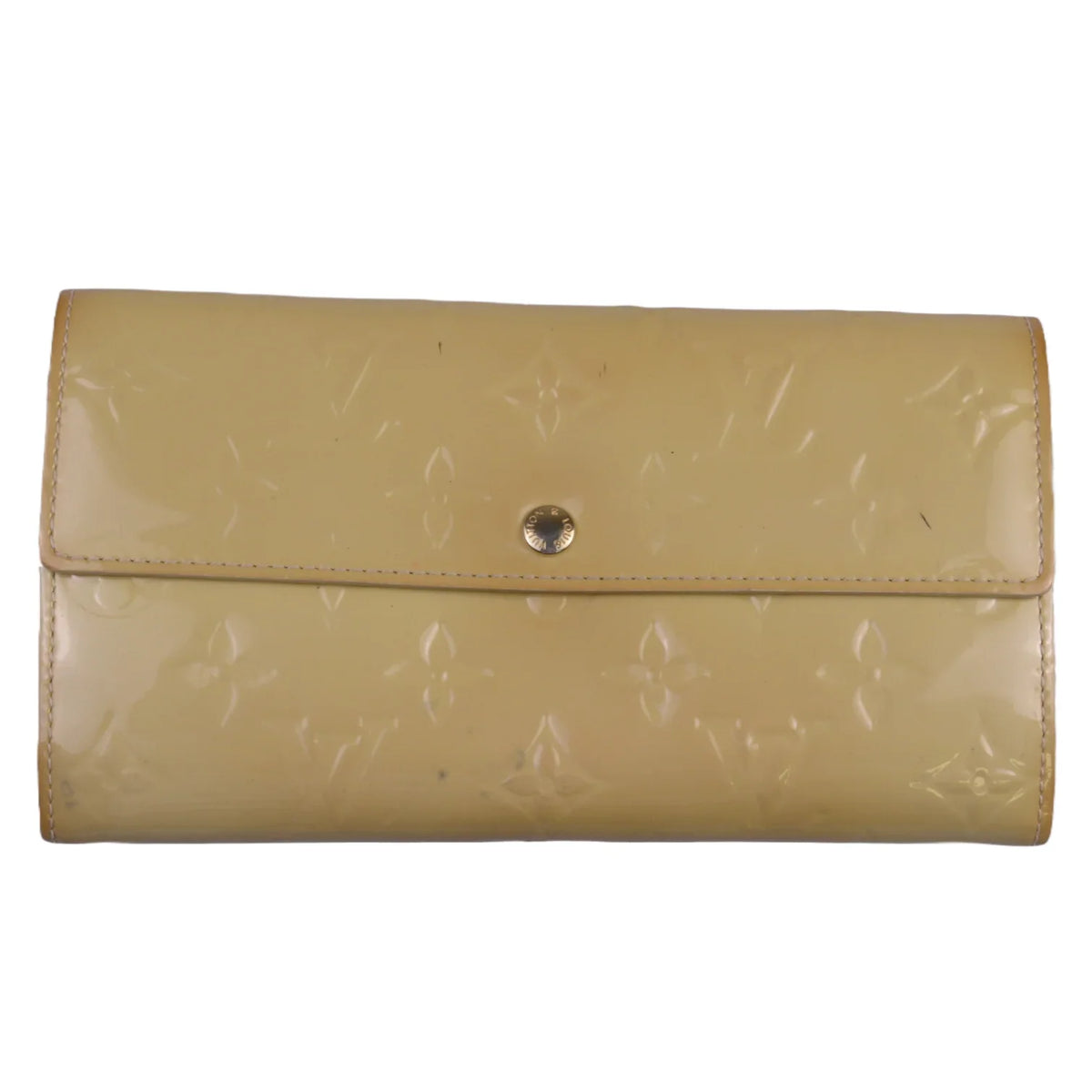 Louis Vuitton Vernis Beige Patent Monogram Continental Wallet - Lost Designer