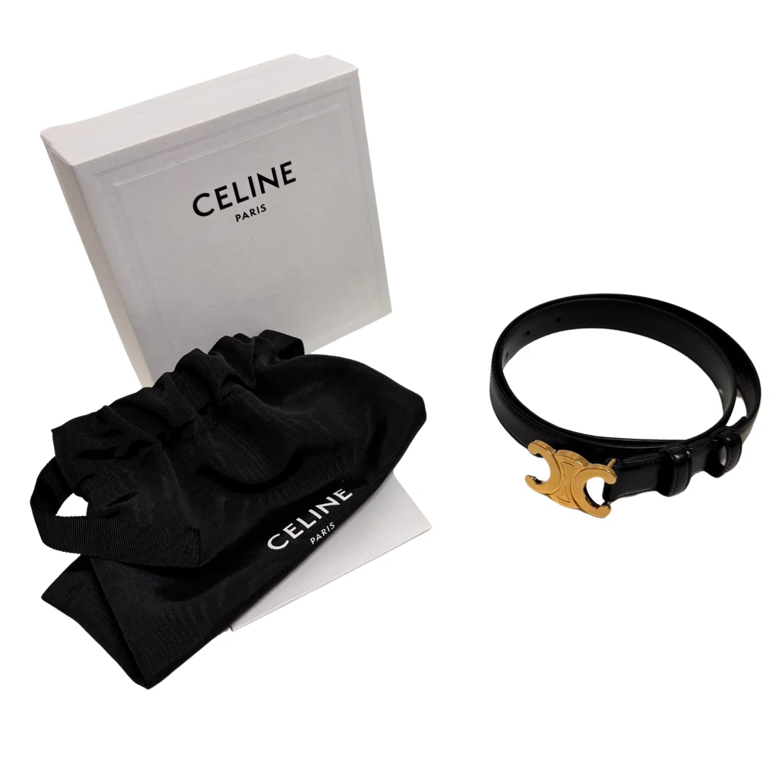Celine Triomphe Leather Belt Black - Lost Designer