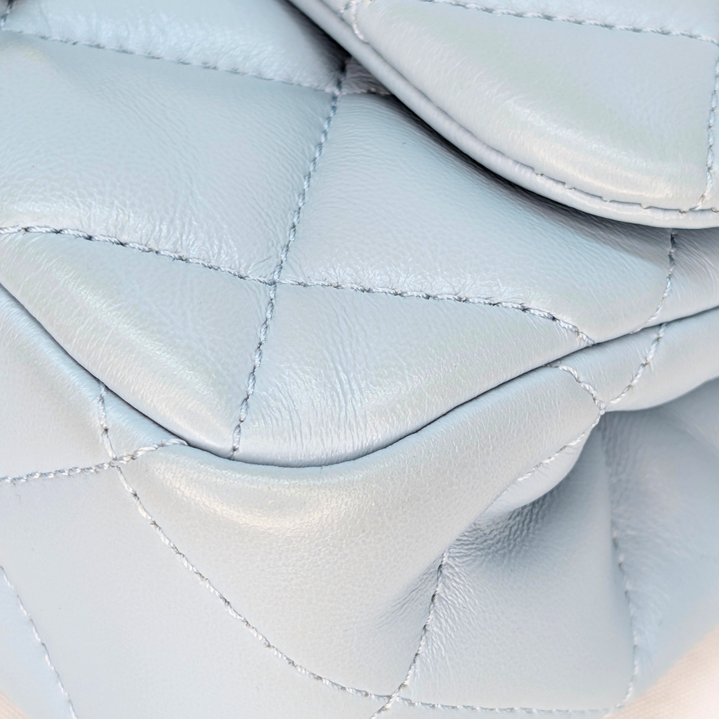 Chanel Quilted Lambskin Leather Mini Flap Bag Powder Blue