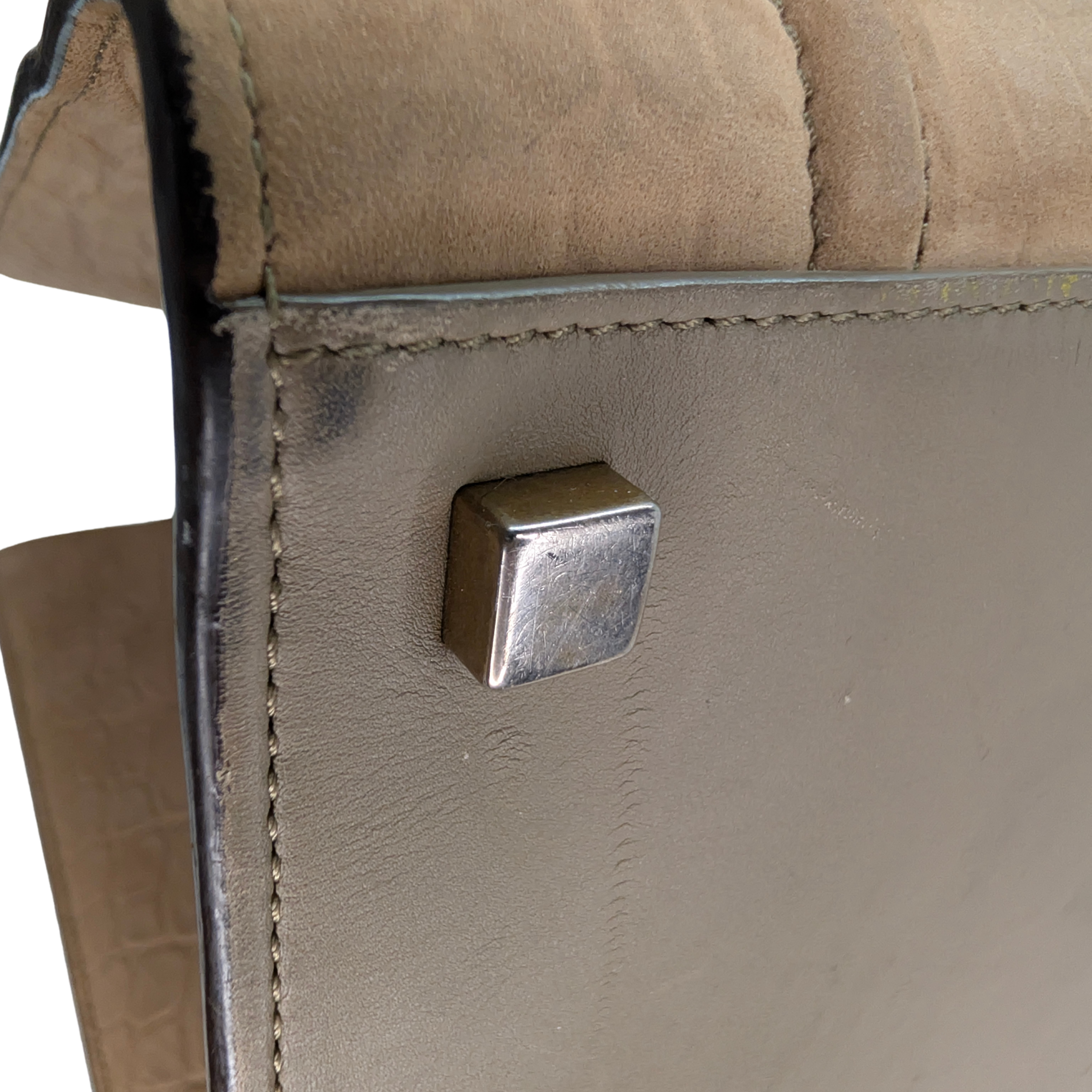 赛琳米色鳄鱼纹压花中号Phantom Luggage手提包